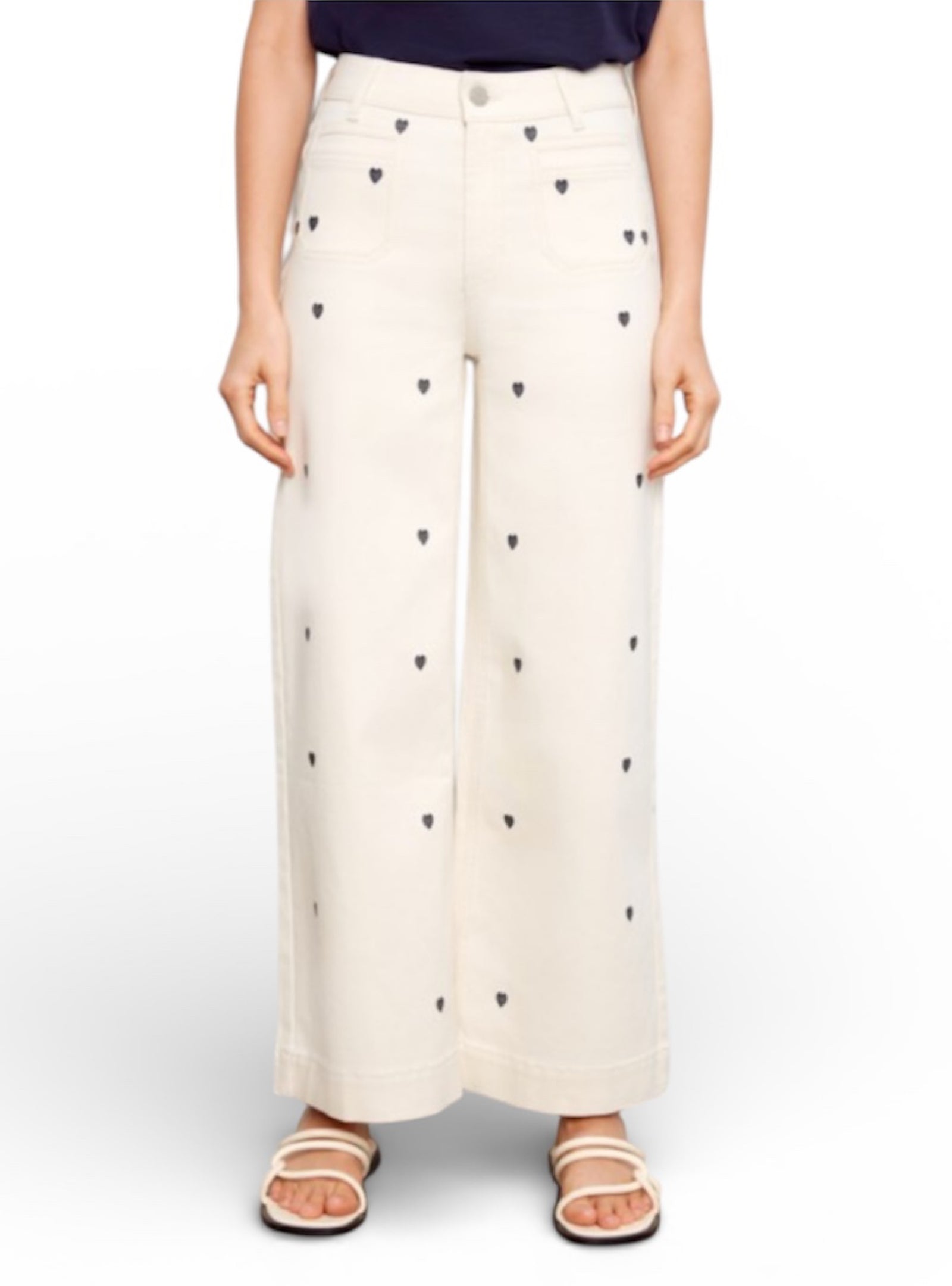 Charlie B Embroidered Heart Flex Twill Pants