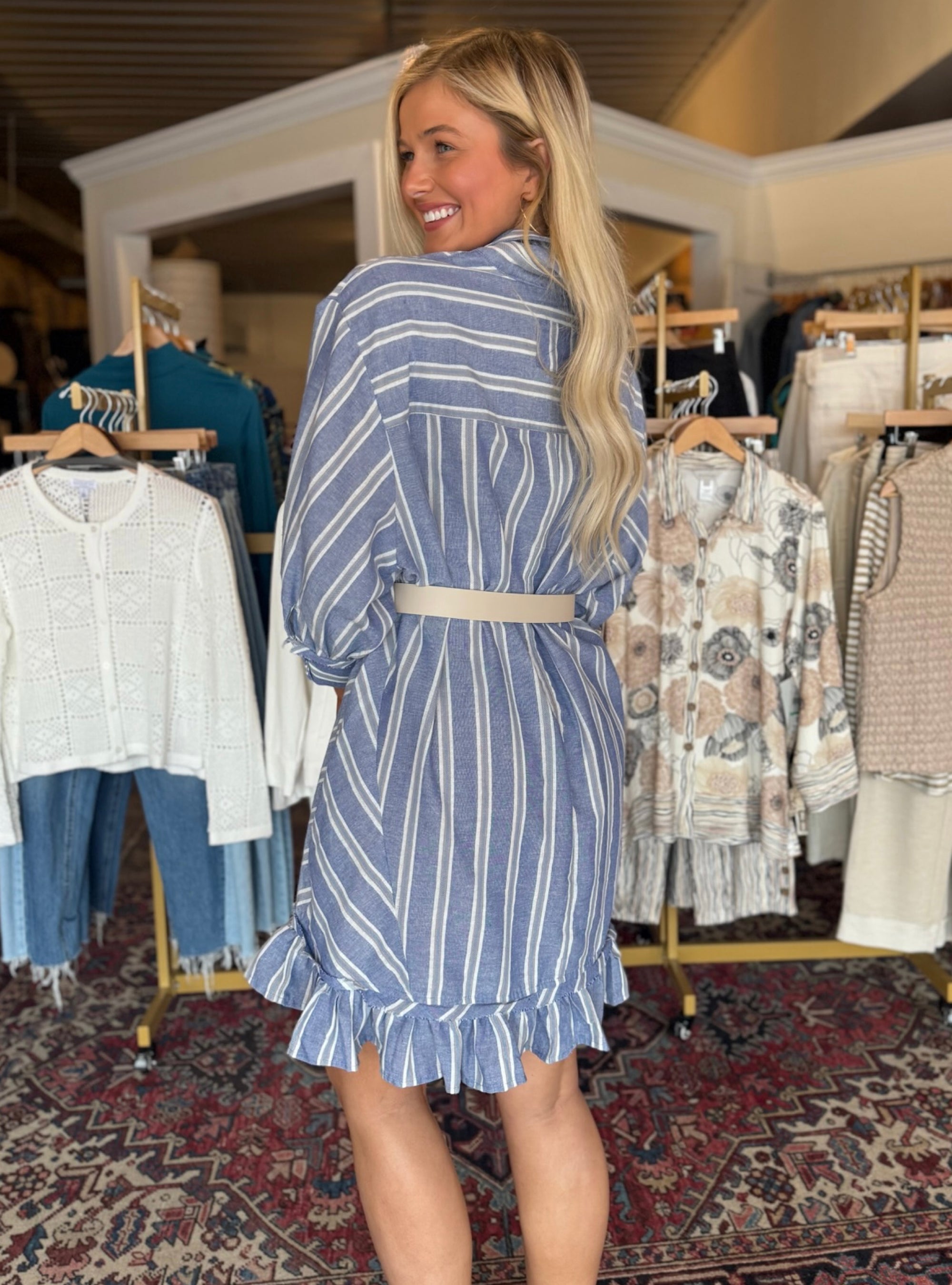 Cool Blue Classic Oversized Dress