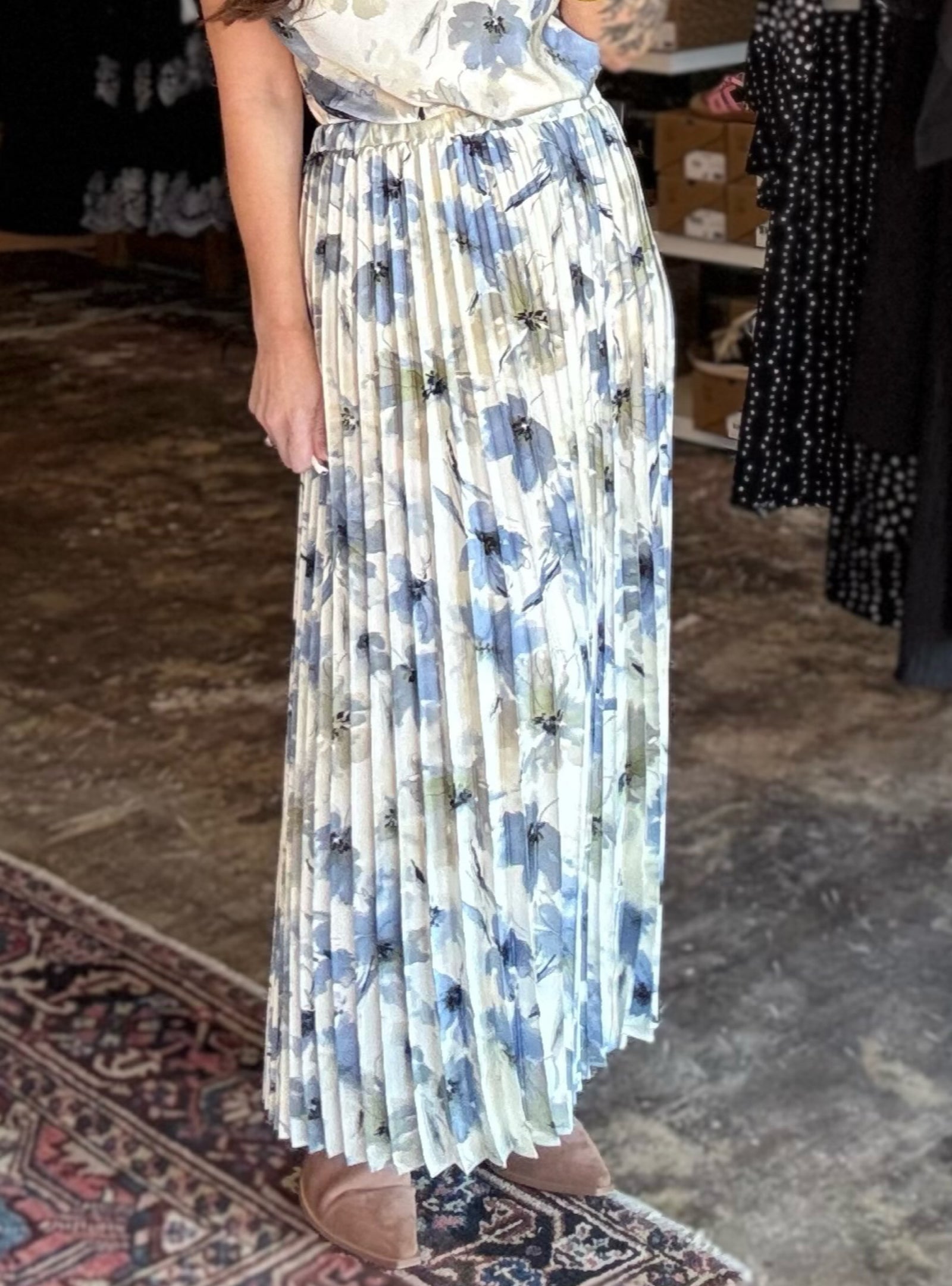 A Blooming Good Pleated Maxi Skirt