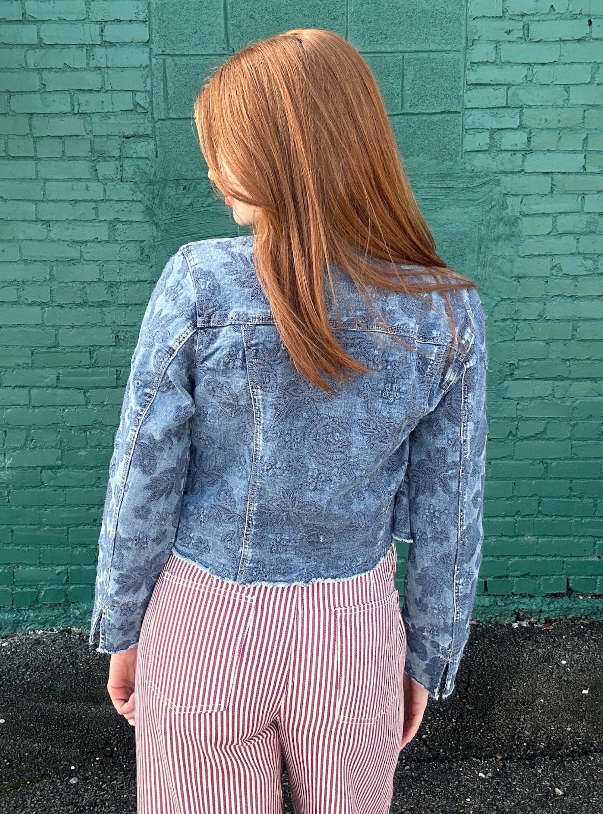 Charlie B Eyelet Stretch Denim Jacket