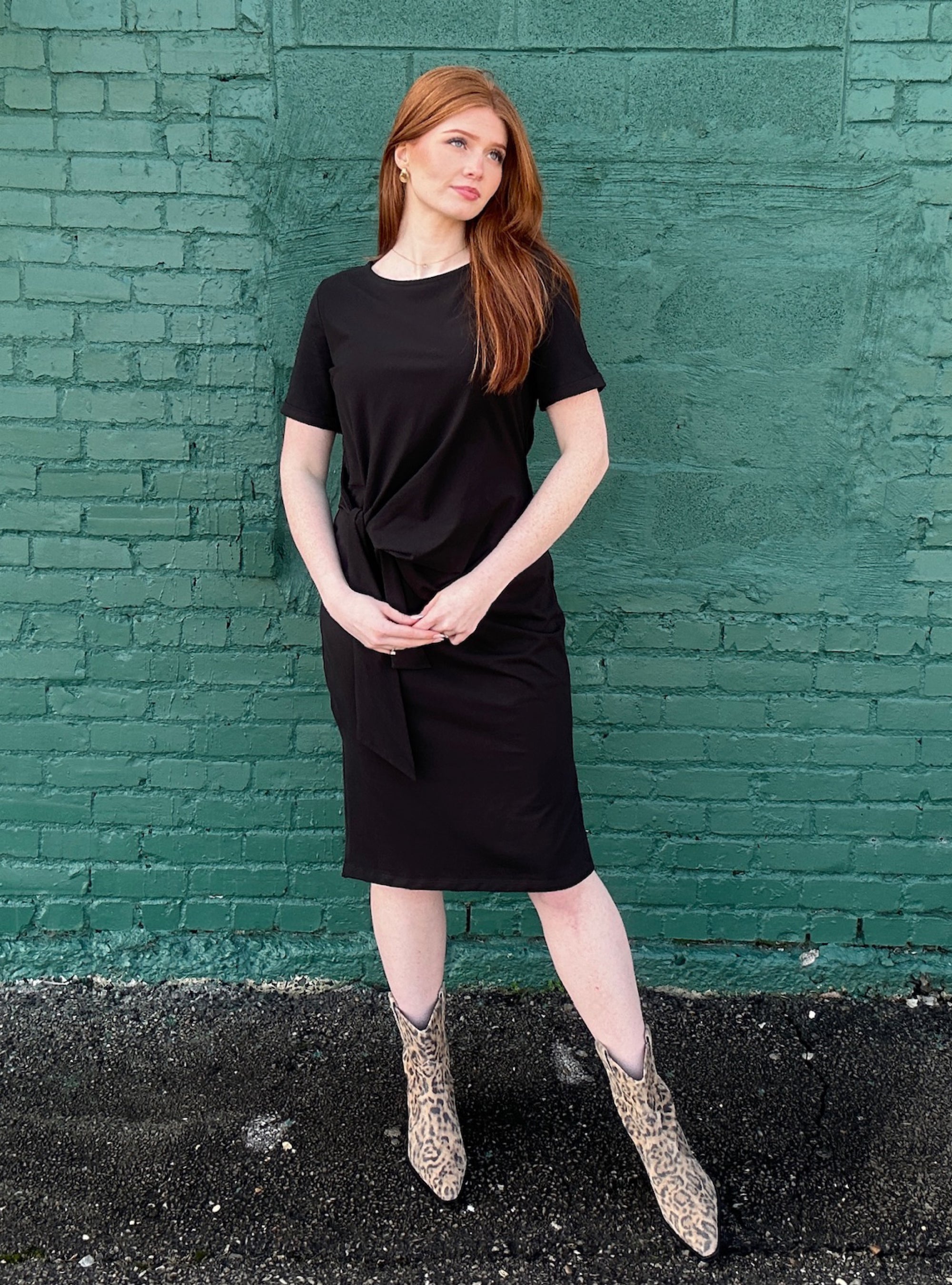 Charlie B Boat Neck Dress With Tie