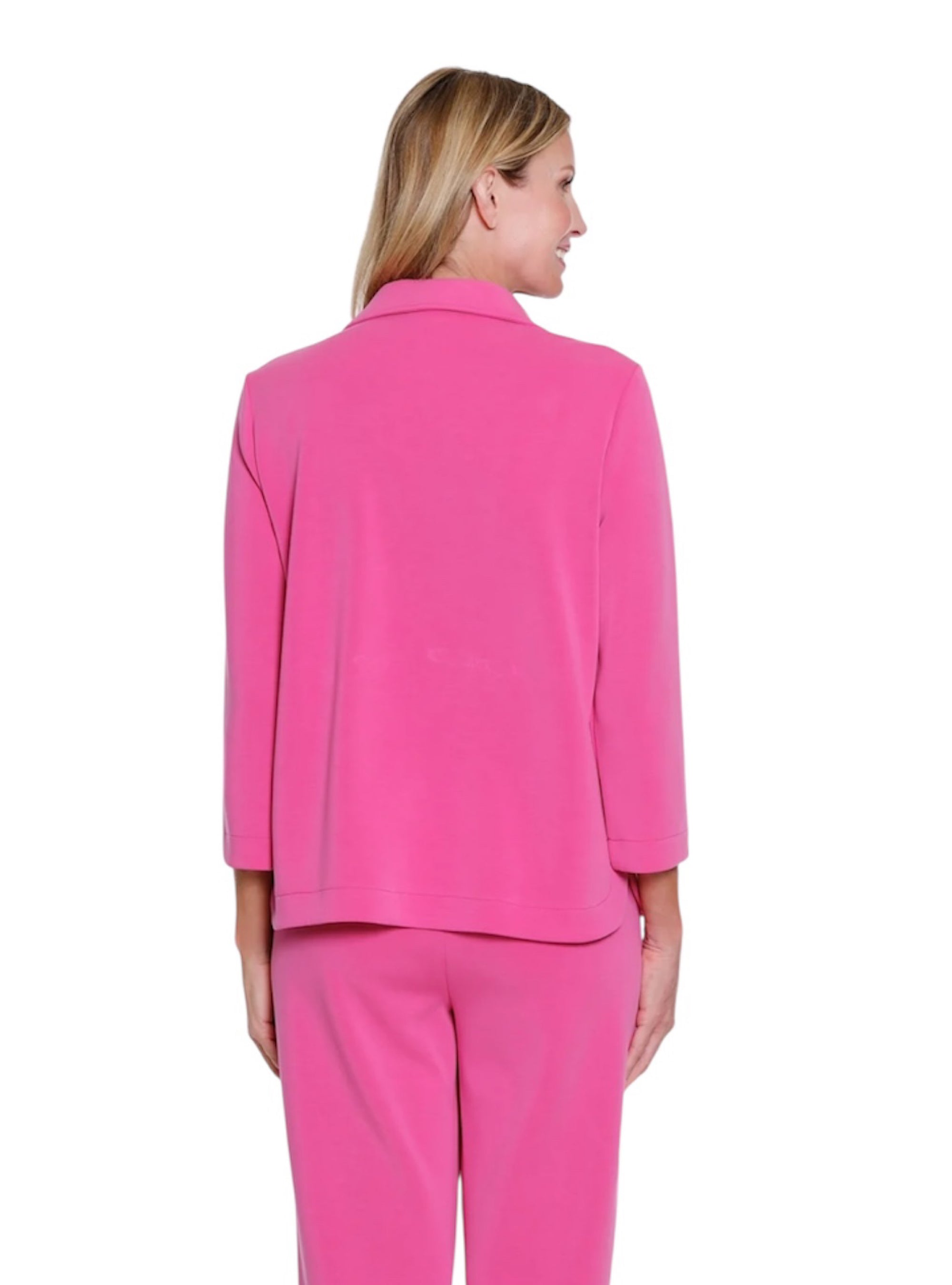 Slimsation Johnny Collar V-Neck Knit Top - Candy Pink