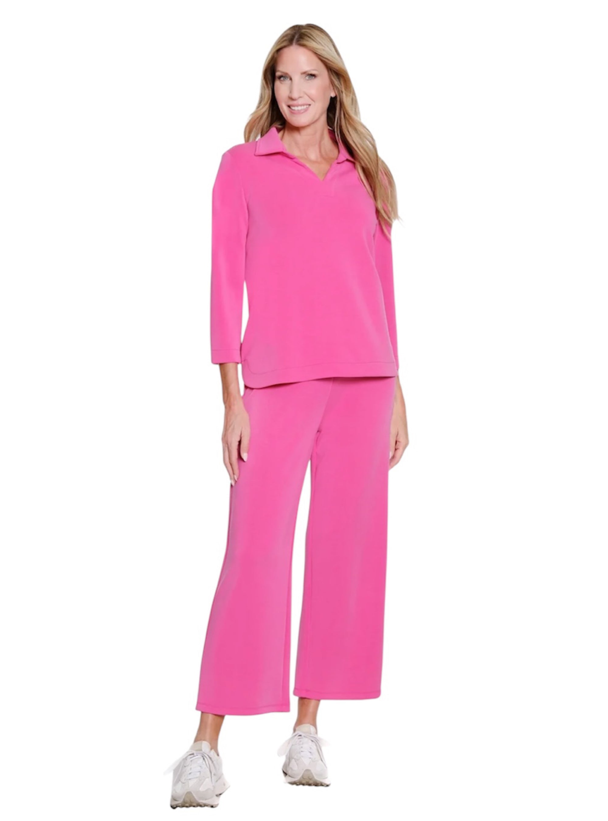 Slimsation Wide Leg Knit Crop Pant - Candy Pink