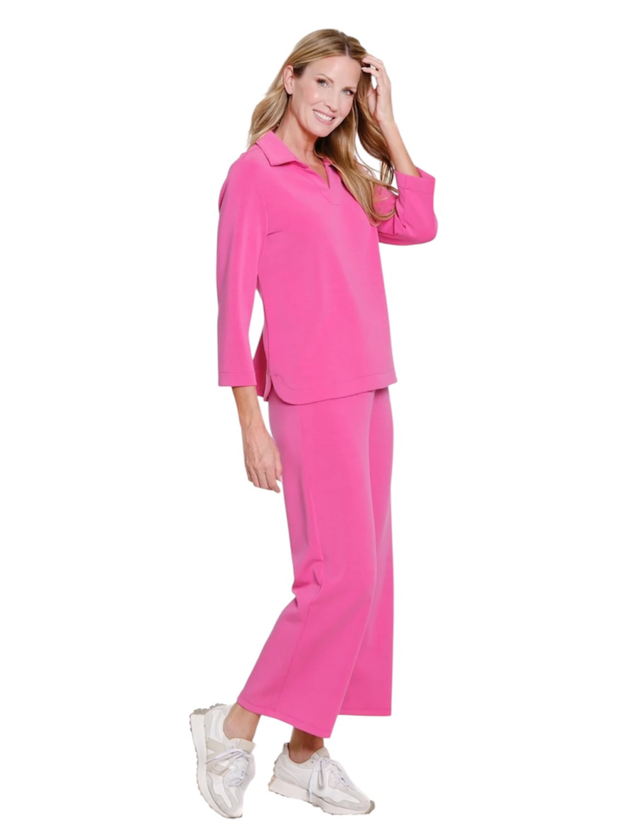 Slimsation Wide Leg Knit Crop Pant - Candy Pink