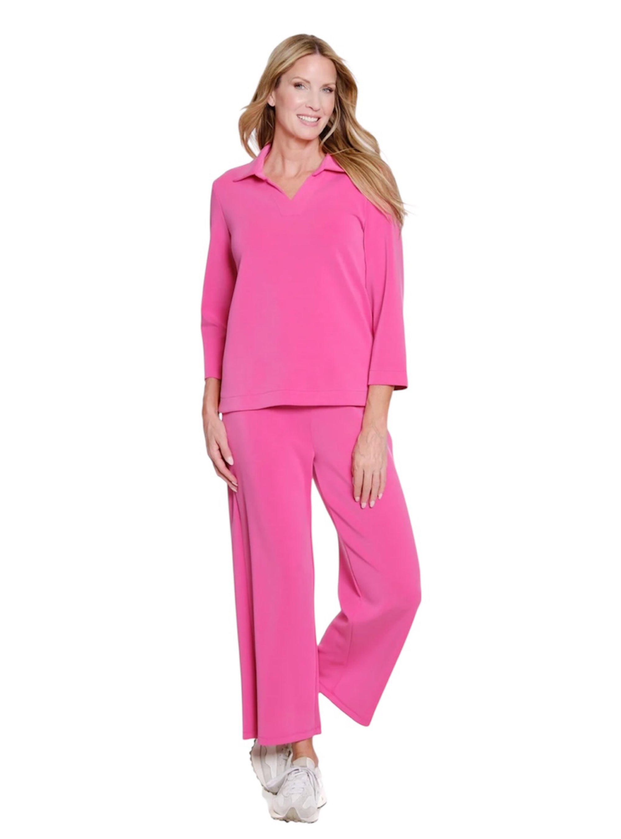 Slimsation Wide Leg Knit Crop Pant - Candy Pink