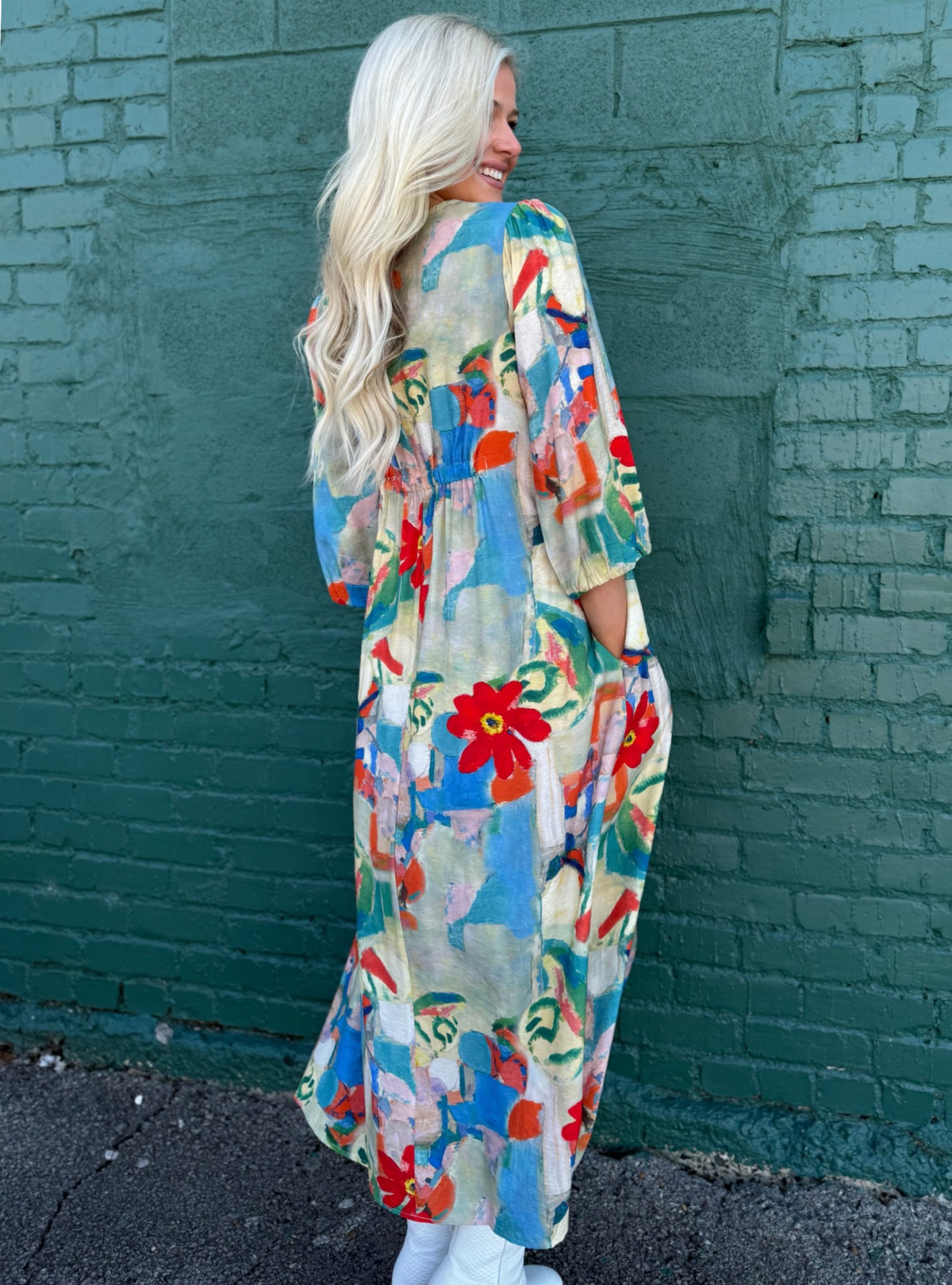 Lior Cairo Vibrant Blooms Midi Dress