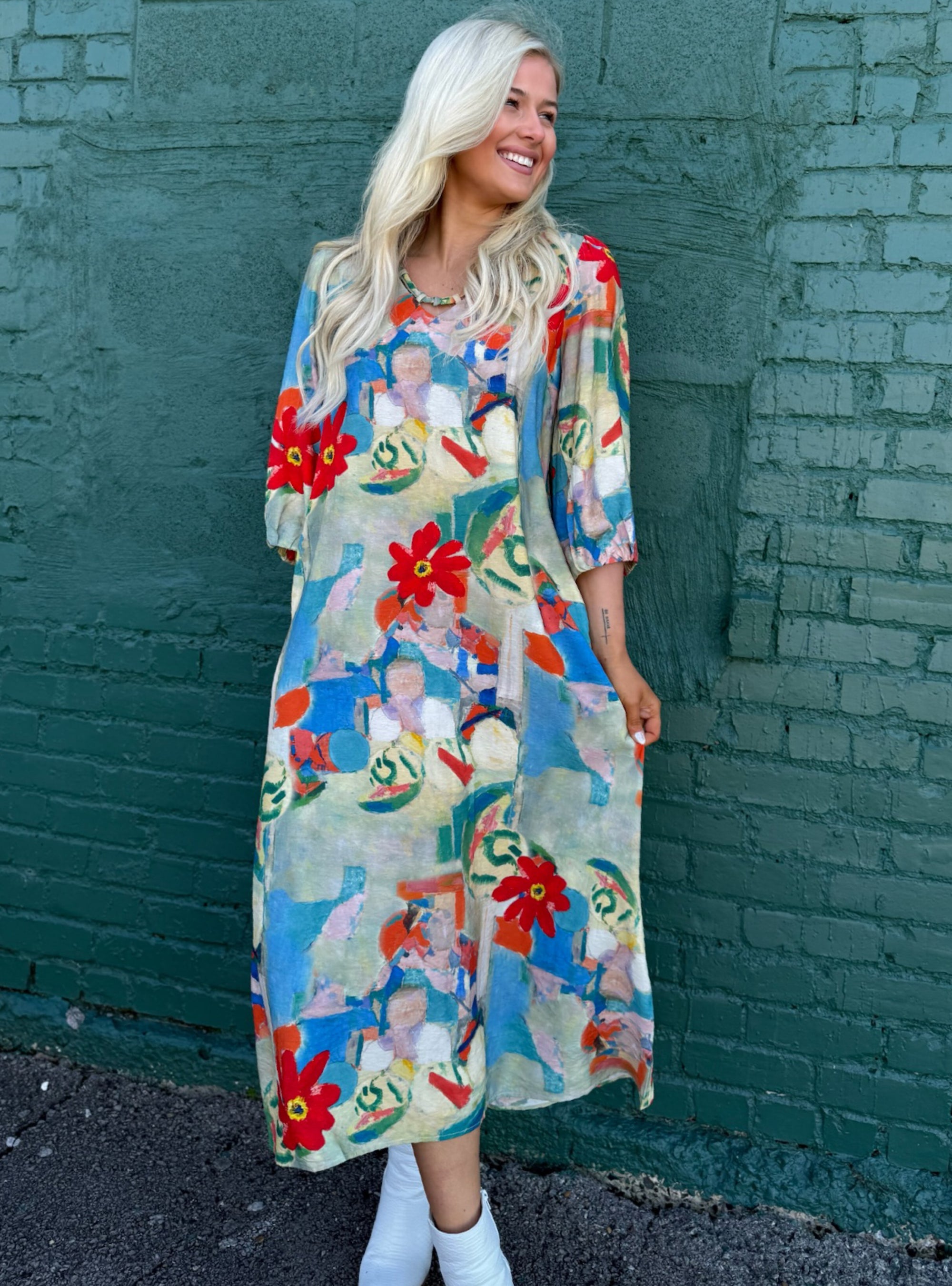Lior Cairo Vibrant Blooms Midi Dress