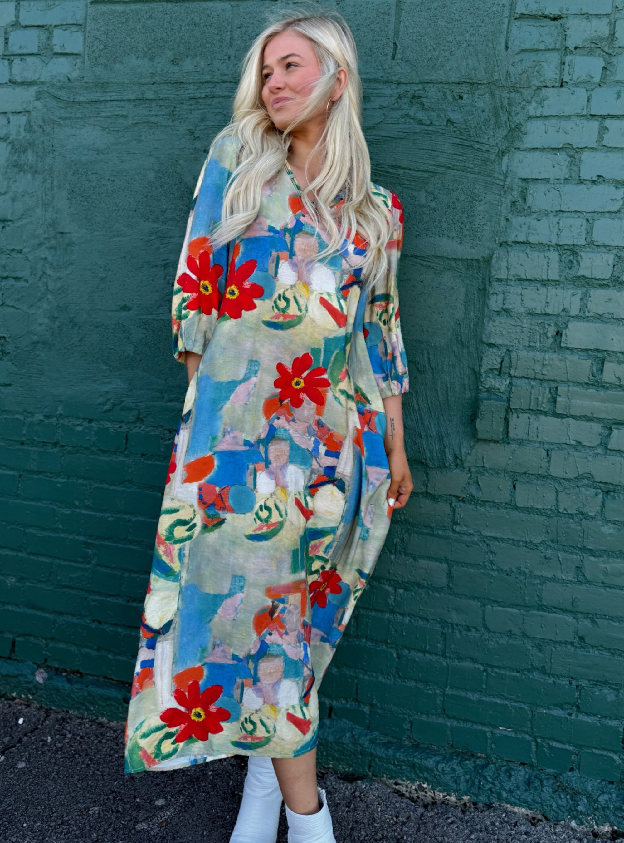 Lior Cairo Vibrant Blooms Midi Dress