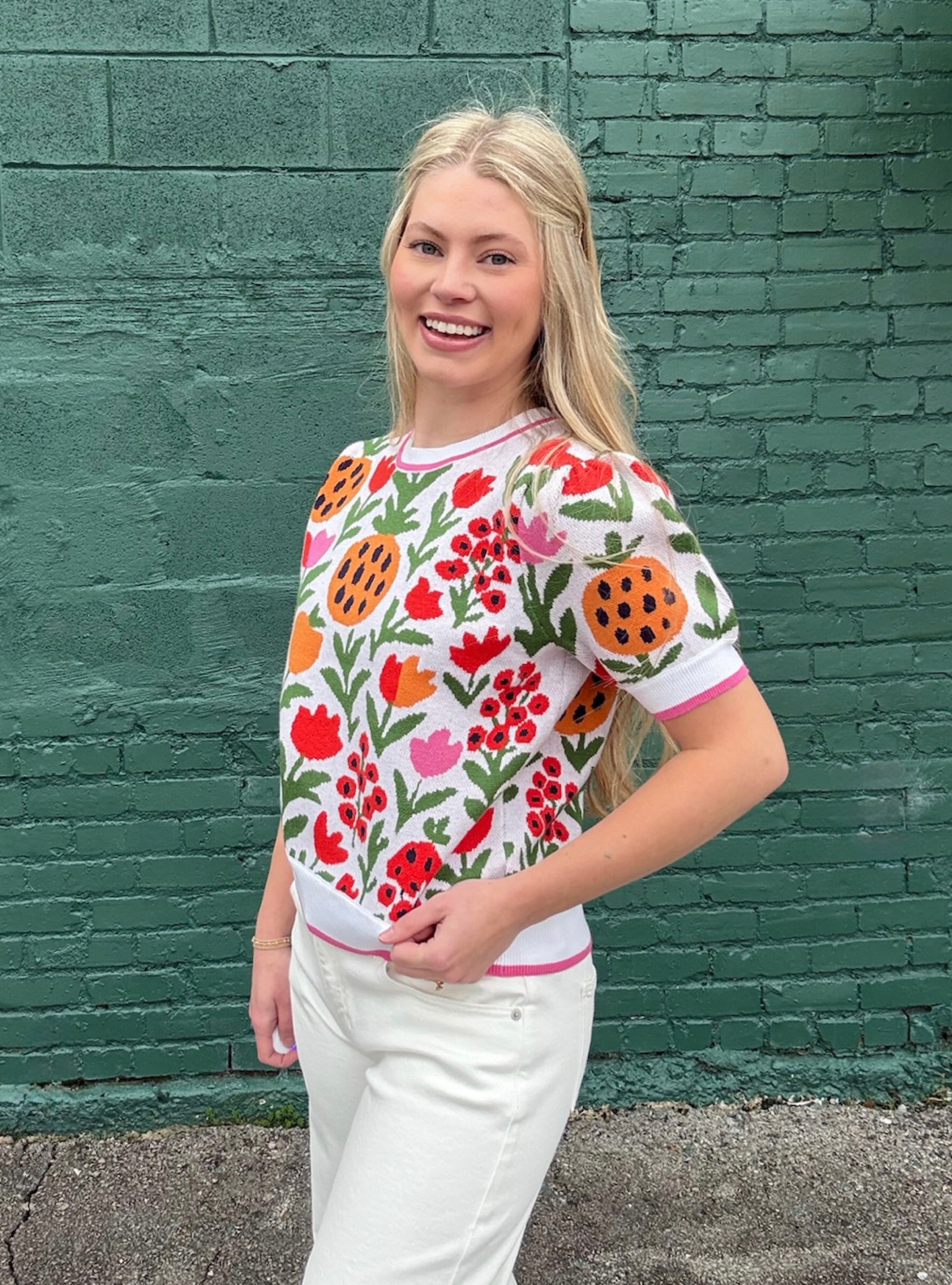 Sweet As A Summer Picnic Short Sleeve Sweater