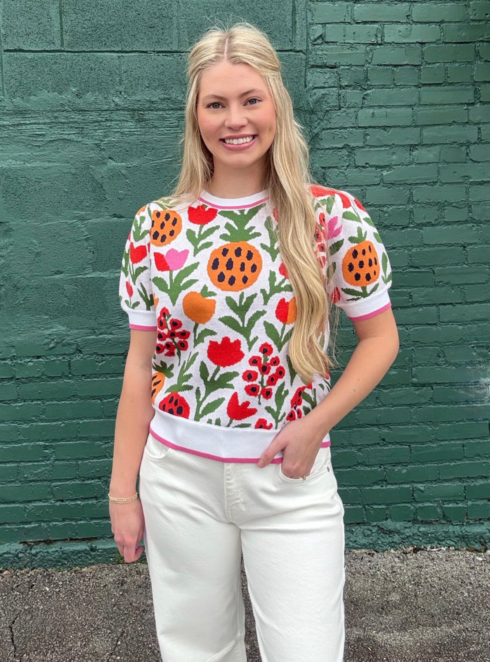 Sweet As A Summer Picnic Short Sleeve Sweater