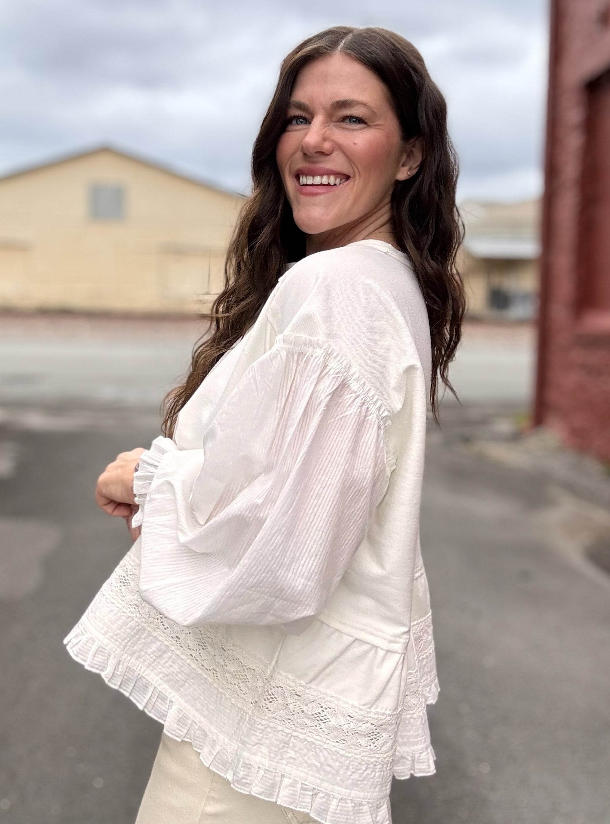 Details You’ll Notice Lace Hem Sweatshirt