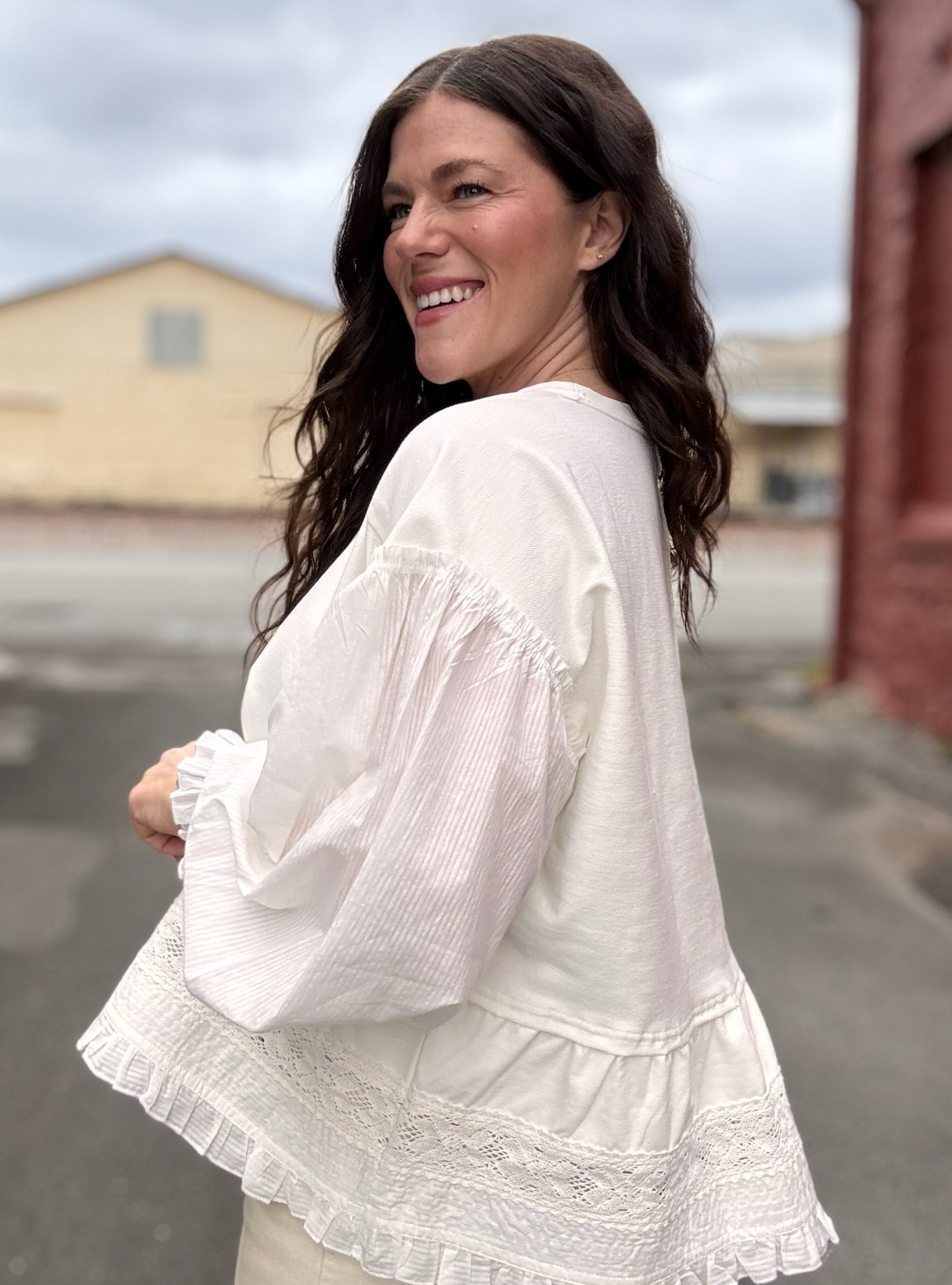 Details You’ll Notice Lace Hem Sweatshirt