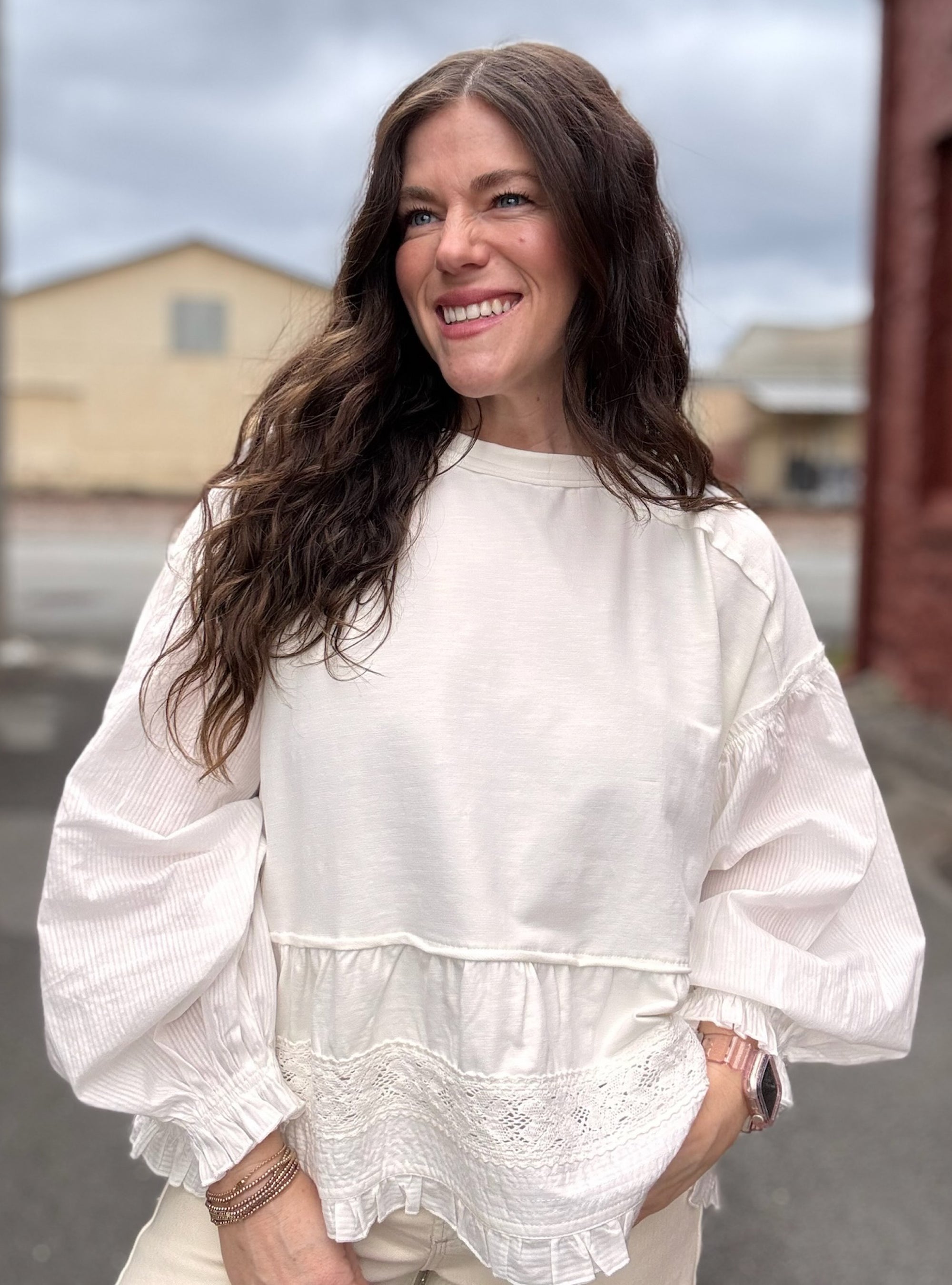 Details You’ll Notice Lace Hem Sweatshirt