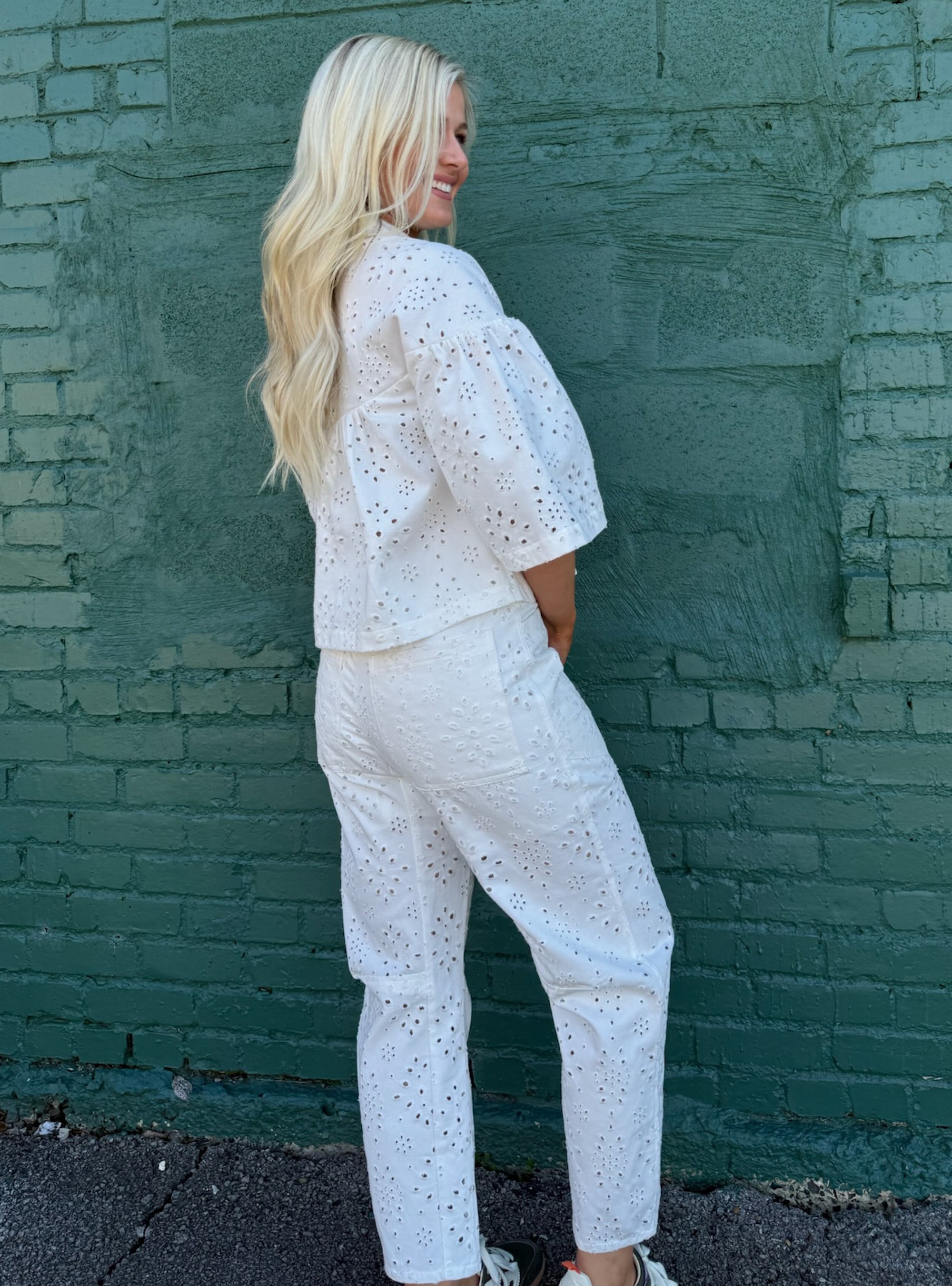 Eyelet Be Known Barrel Pants