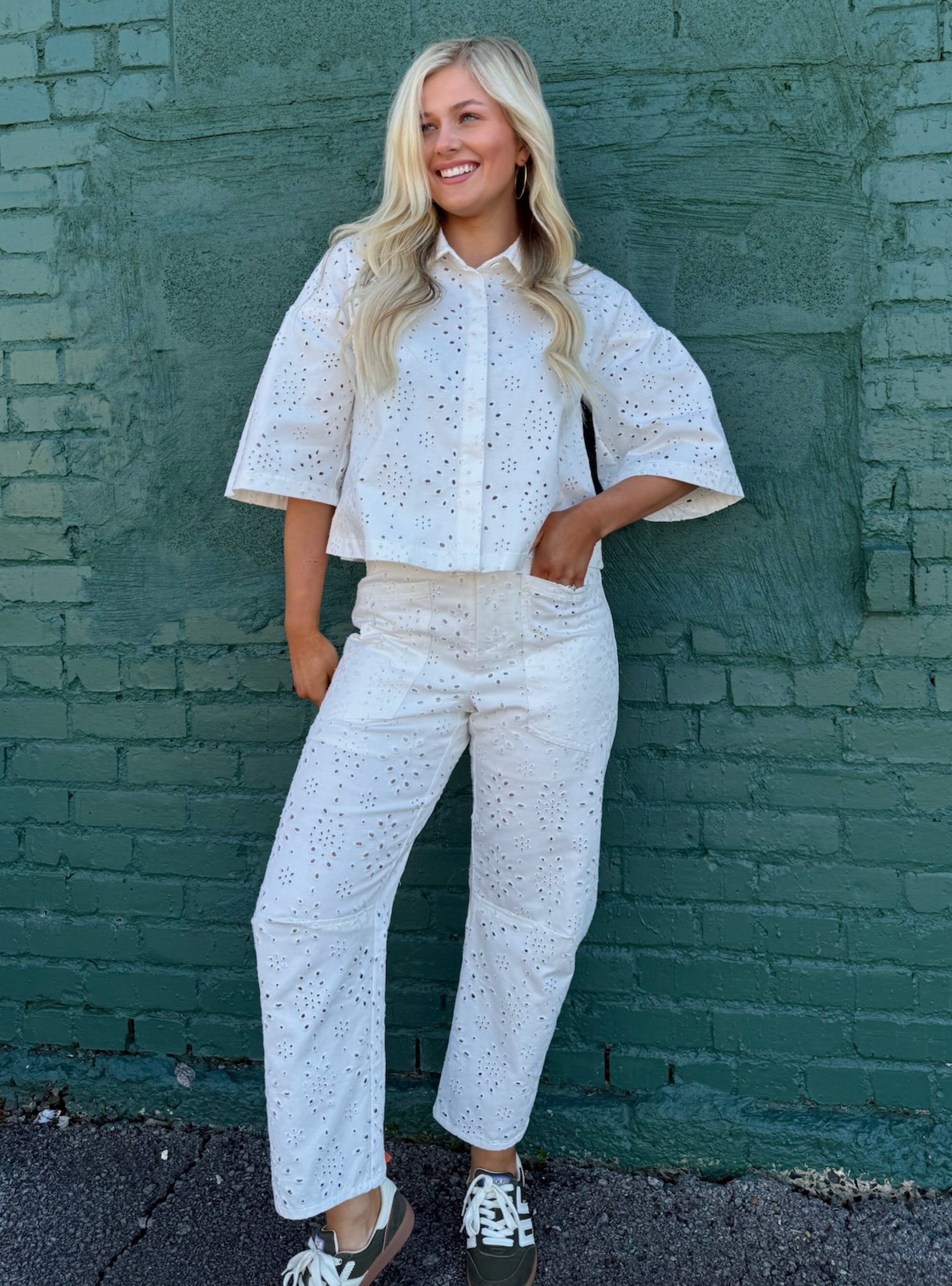 Eyelet Be Known Shirt Jacket