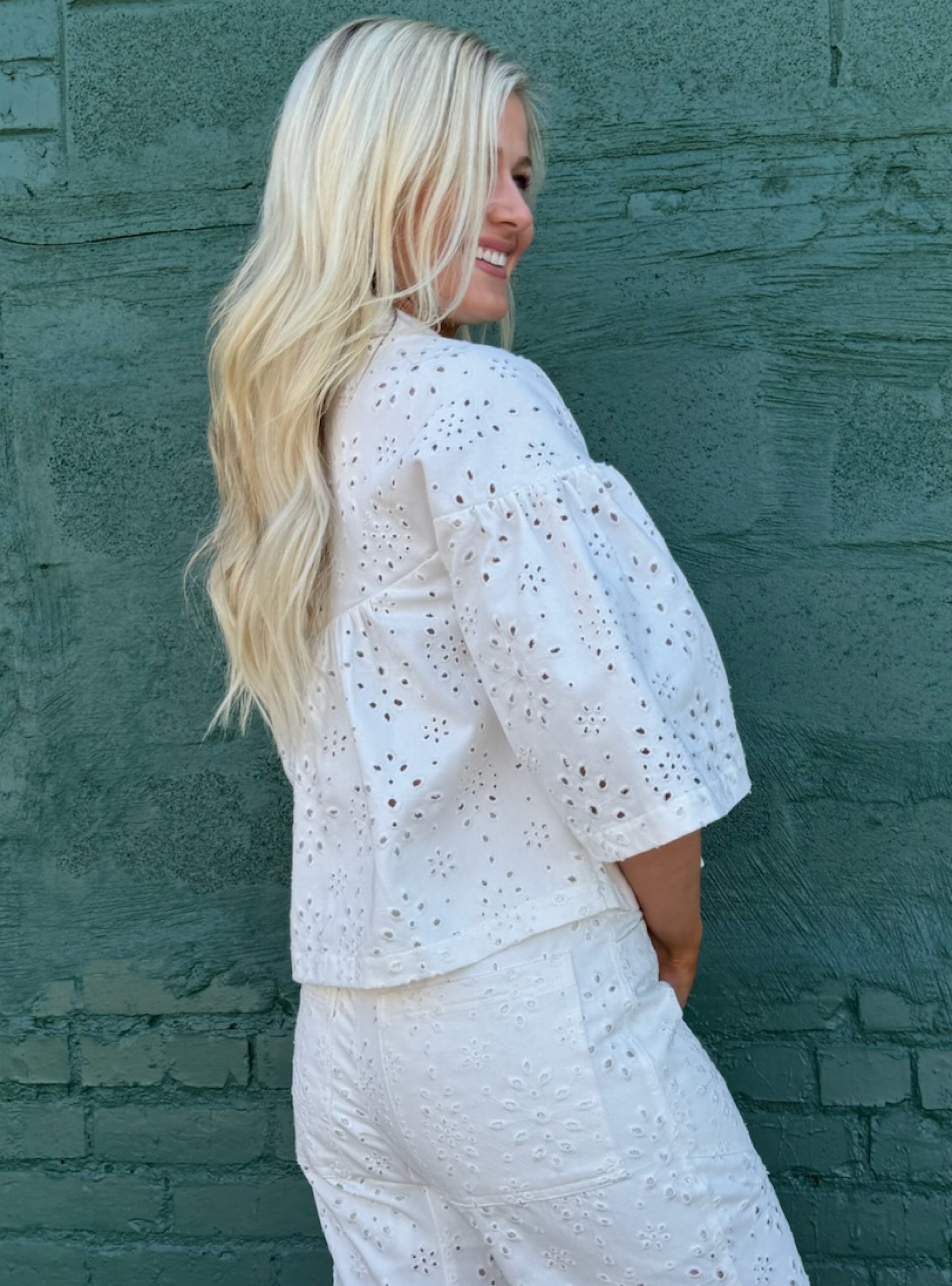 Eyelet Be Known Shirt Jacket