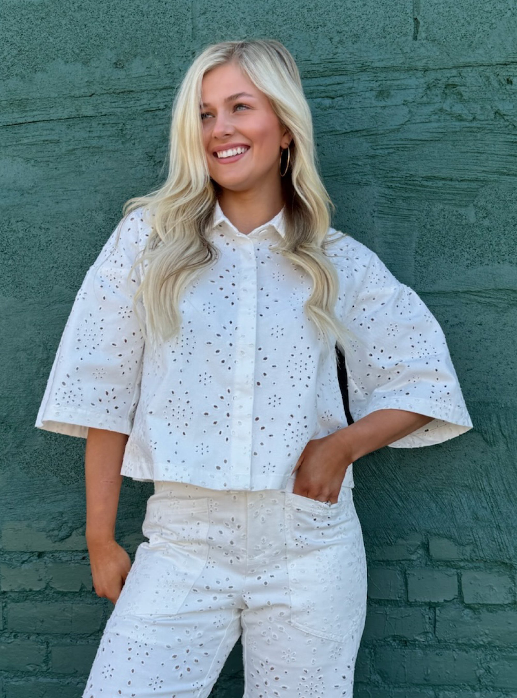 Eyelet Be Known Shirt Jacket