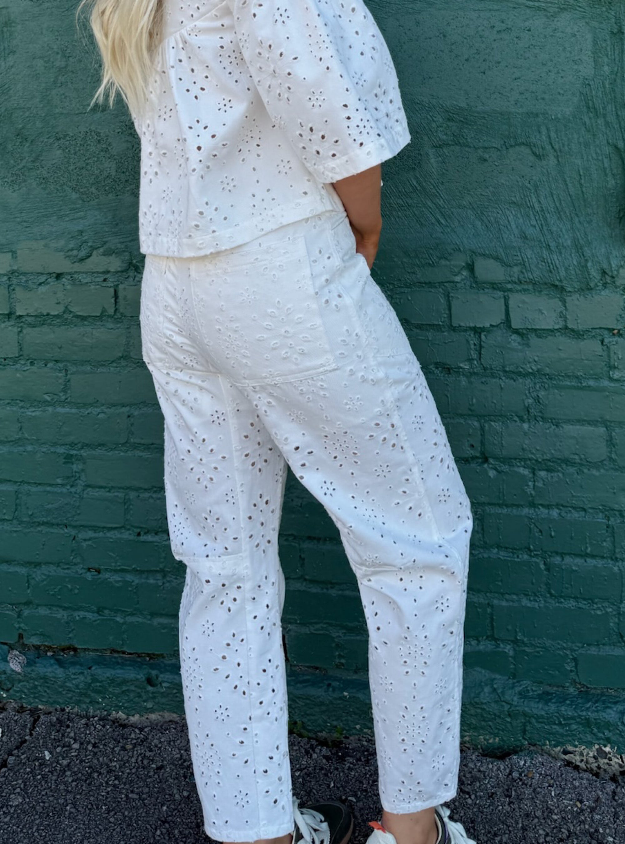 Eyelet Be Known Barrel Pants