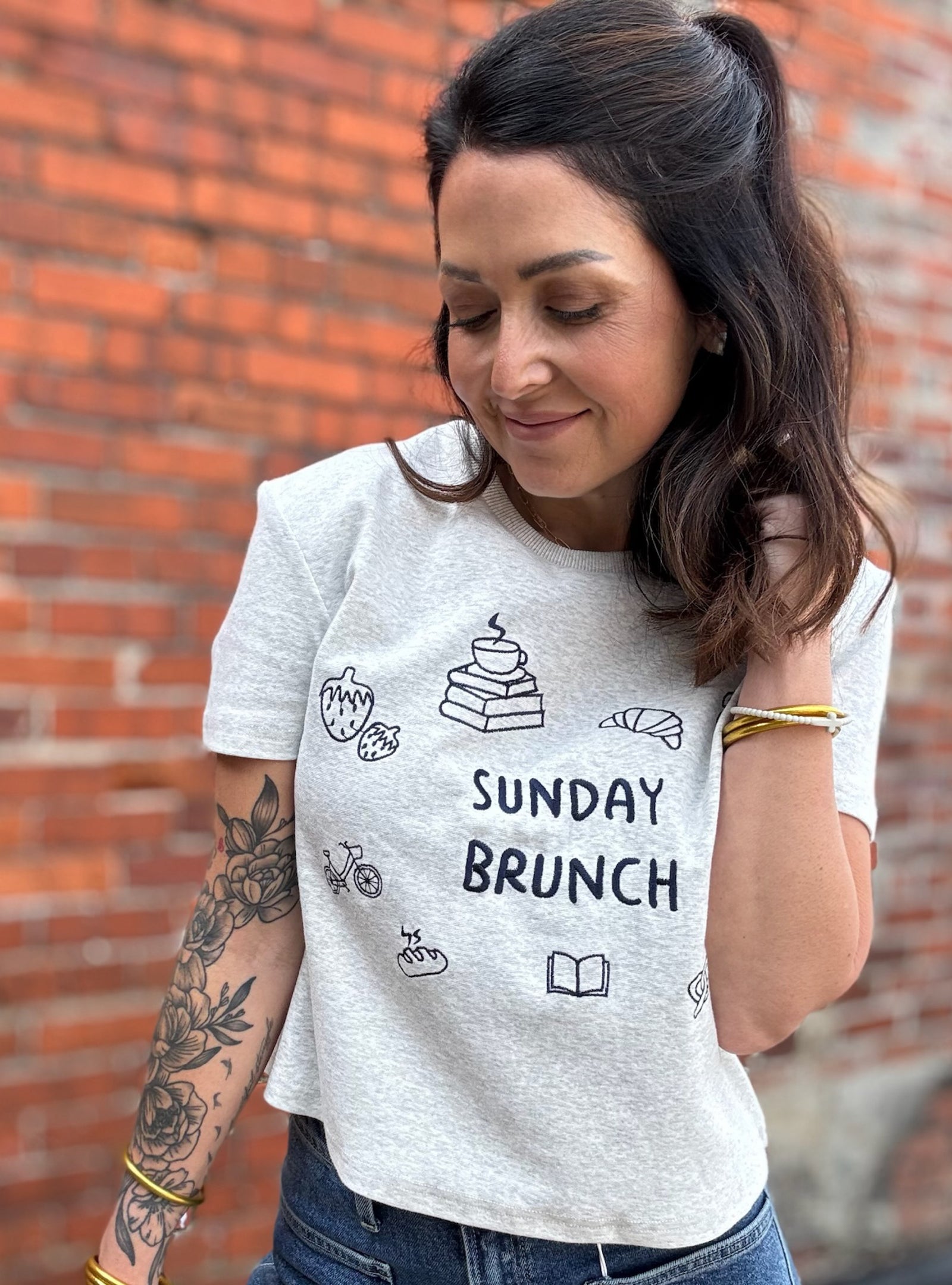 Sunday Brunch Embroidered Tee