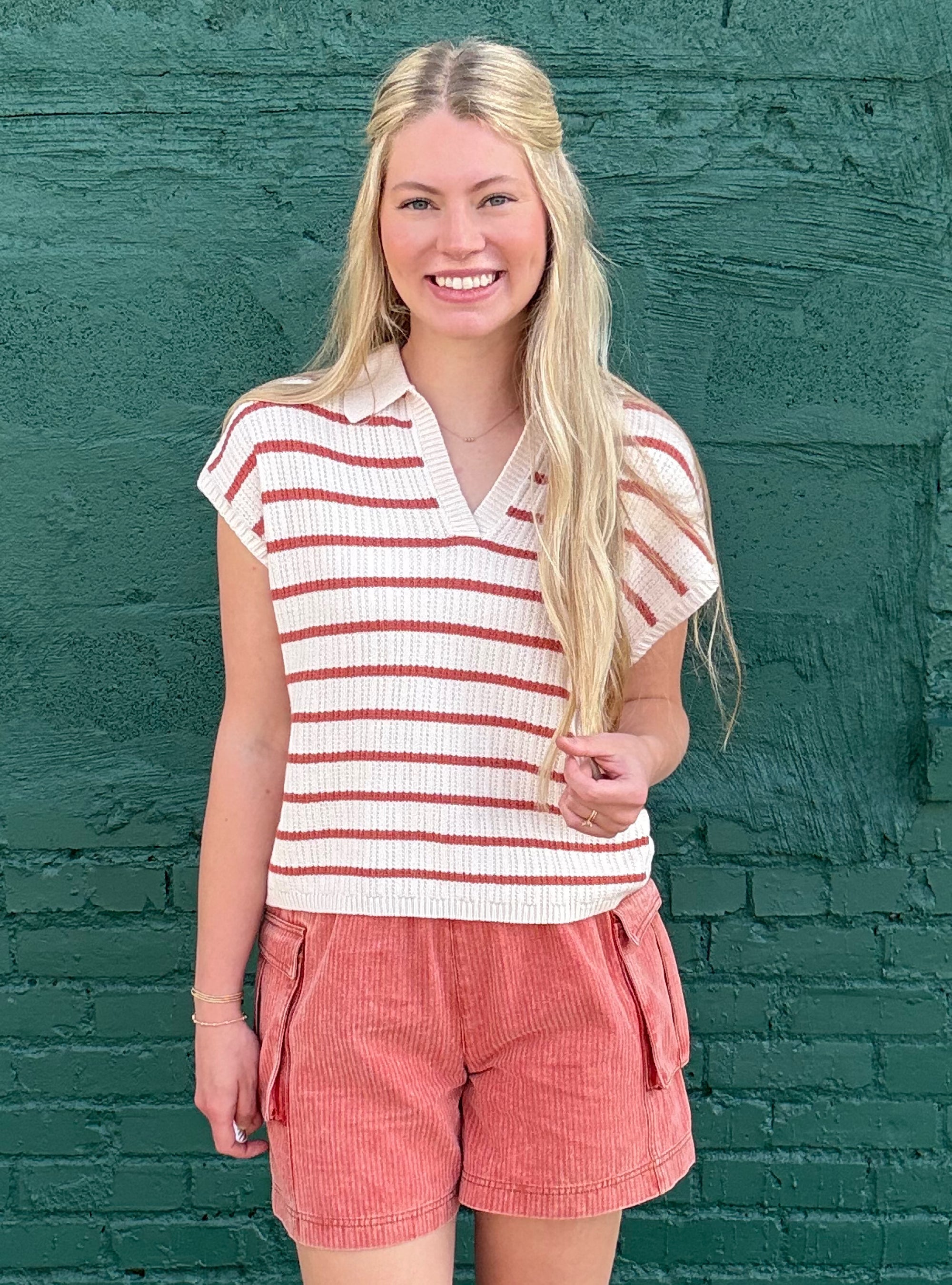 Thread &amp; Supply Sandstone Stripe Collared Top
