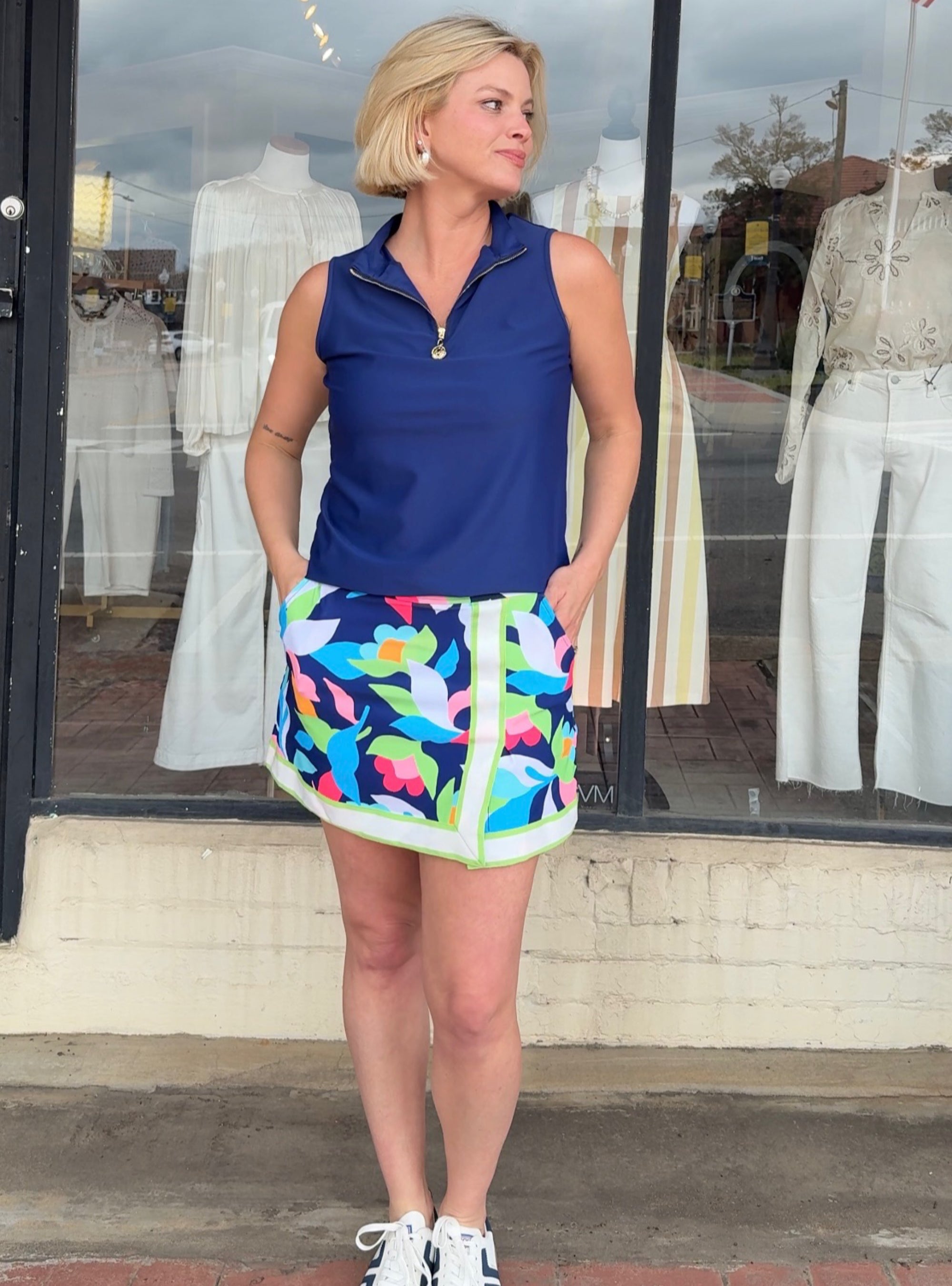Closet MVP Navy Athleisure Zip Front Tank