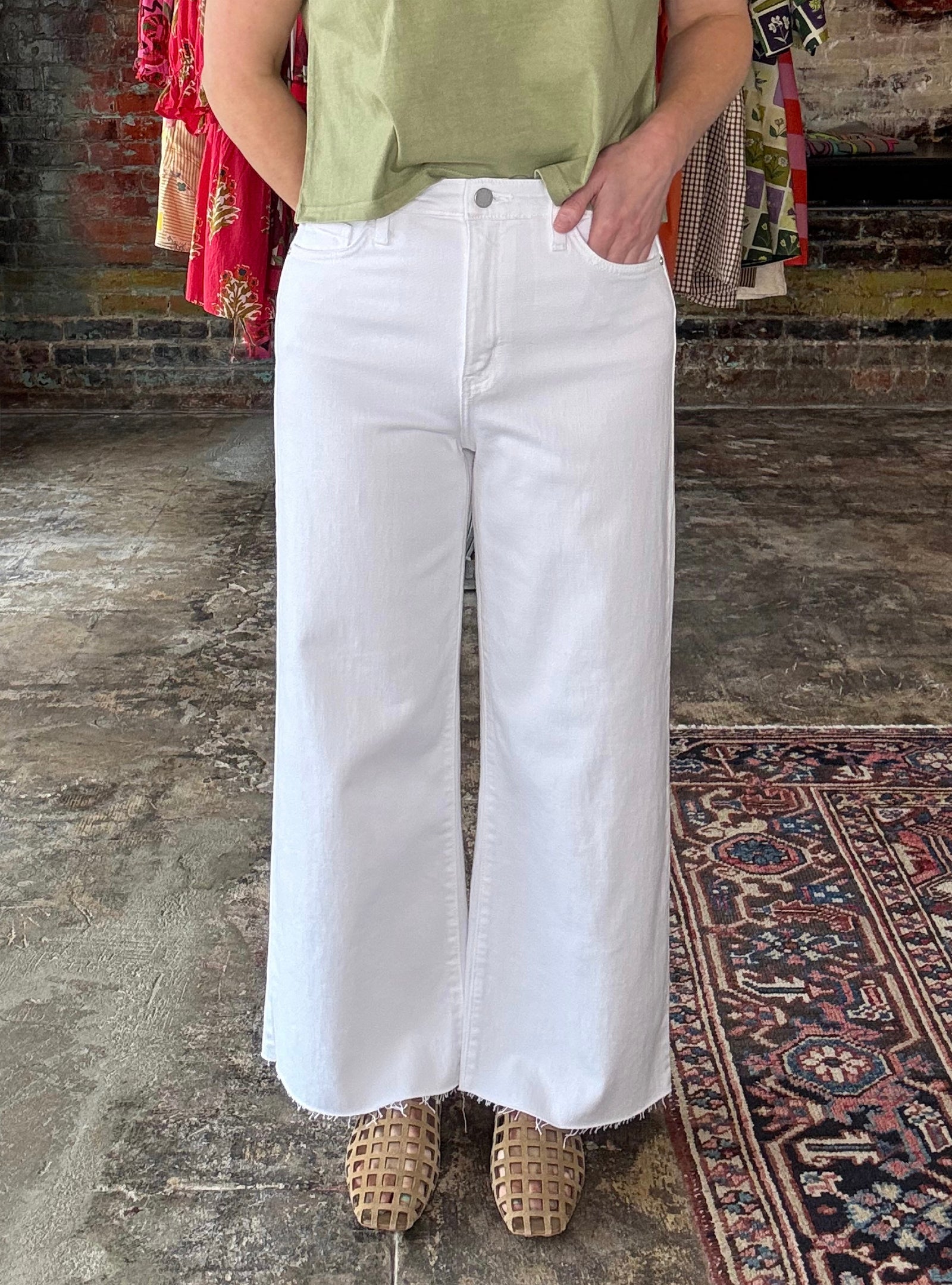 Just Black Scissor Cut White Wide Leg Jeans