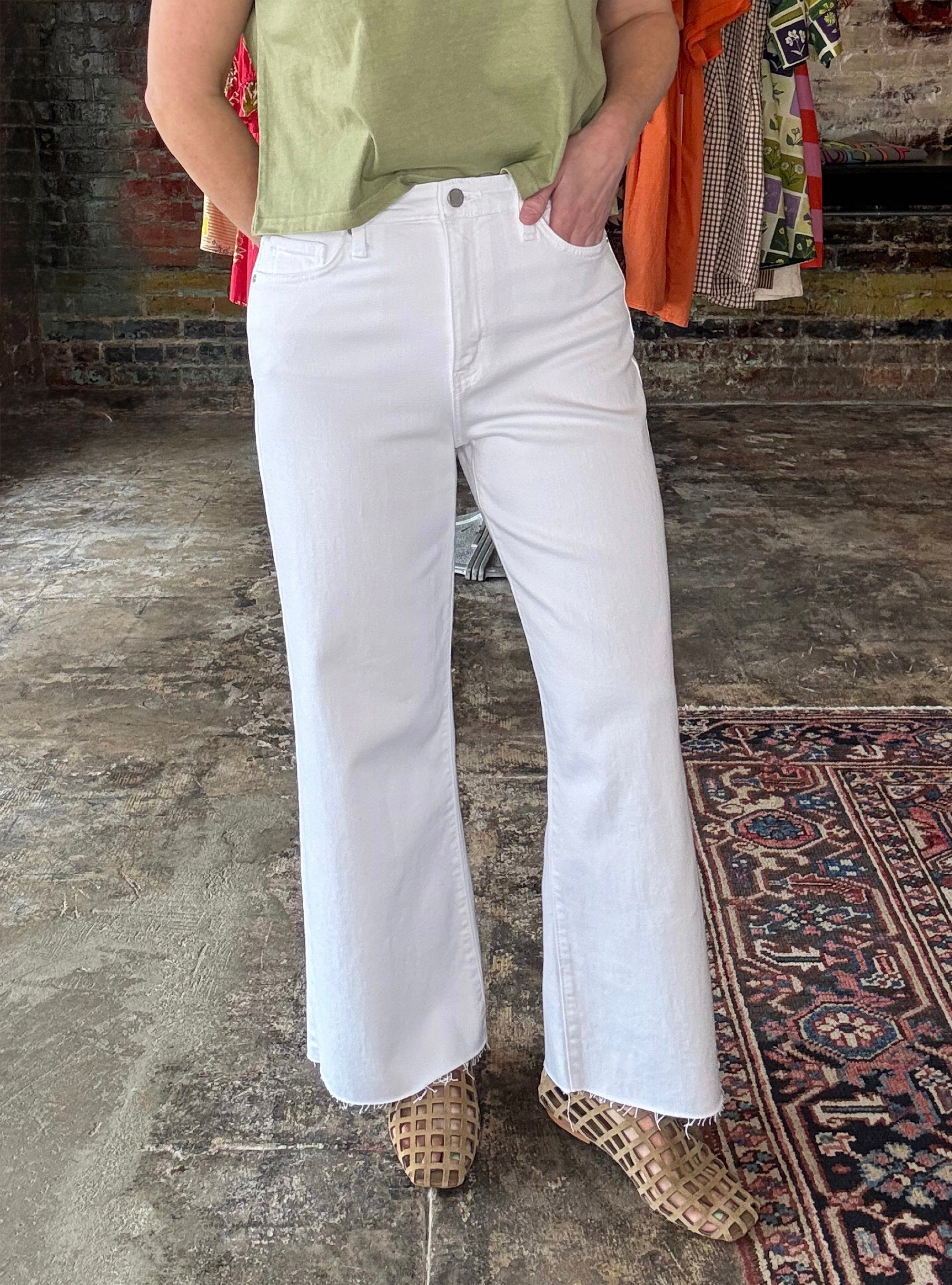 Just Black Scissor Cut White Wide Leg Jeans