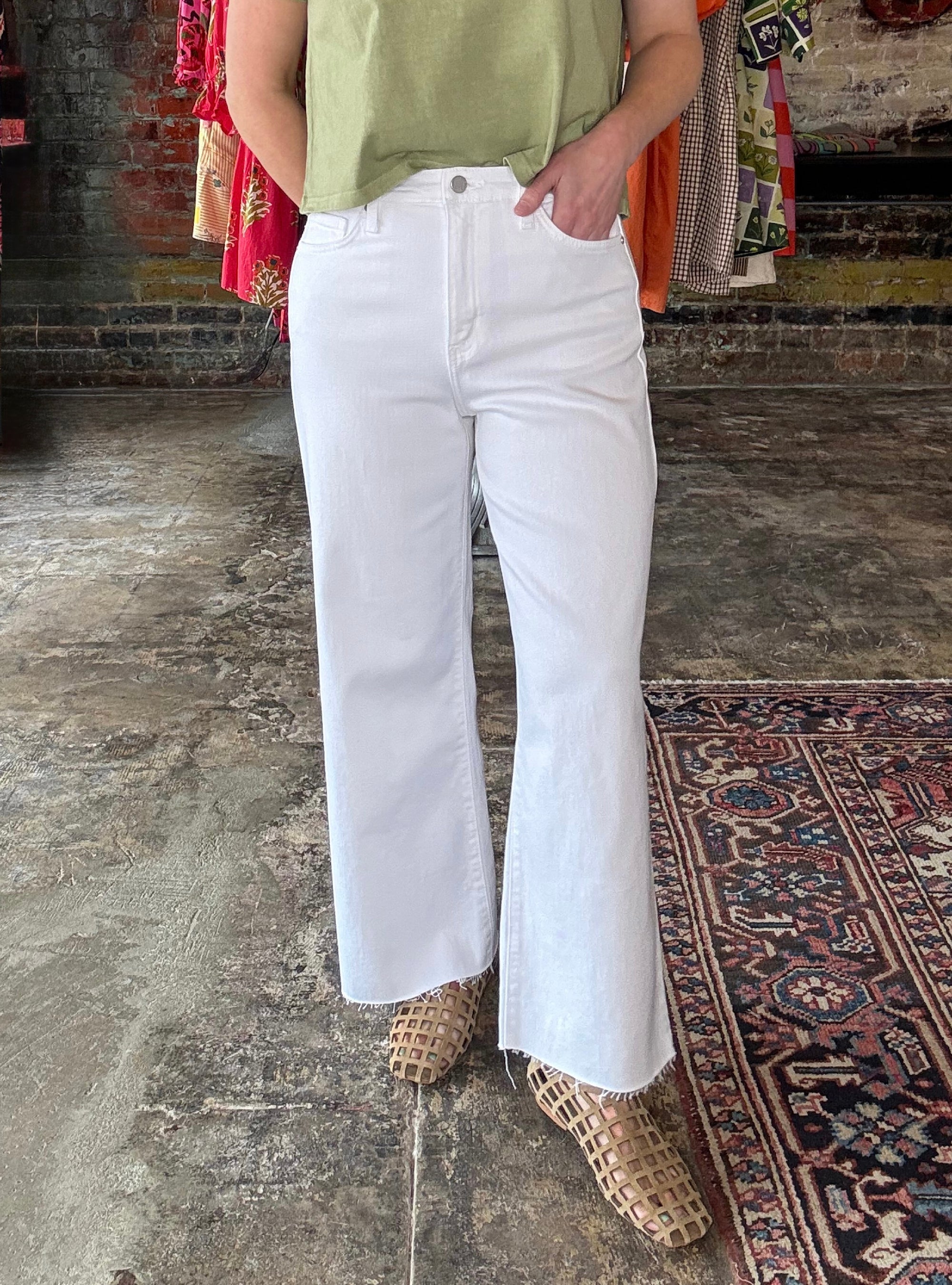 Just Black Scissor Cut White Wide Leg Jeans