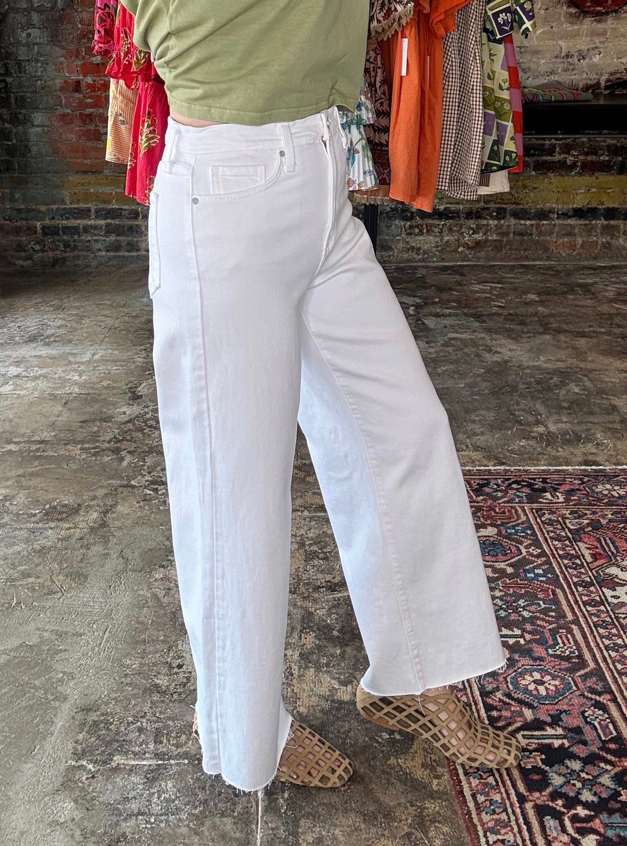 Just Black Scissor Cut White Wide Leg Jeans