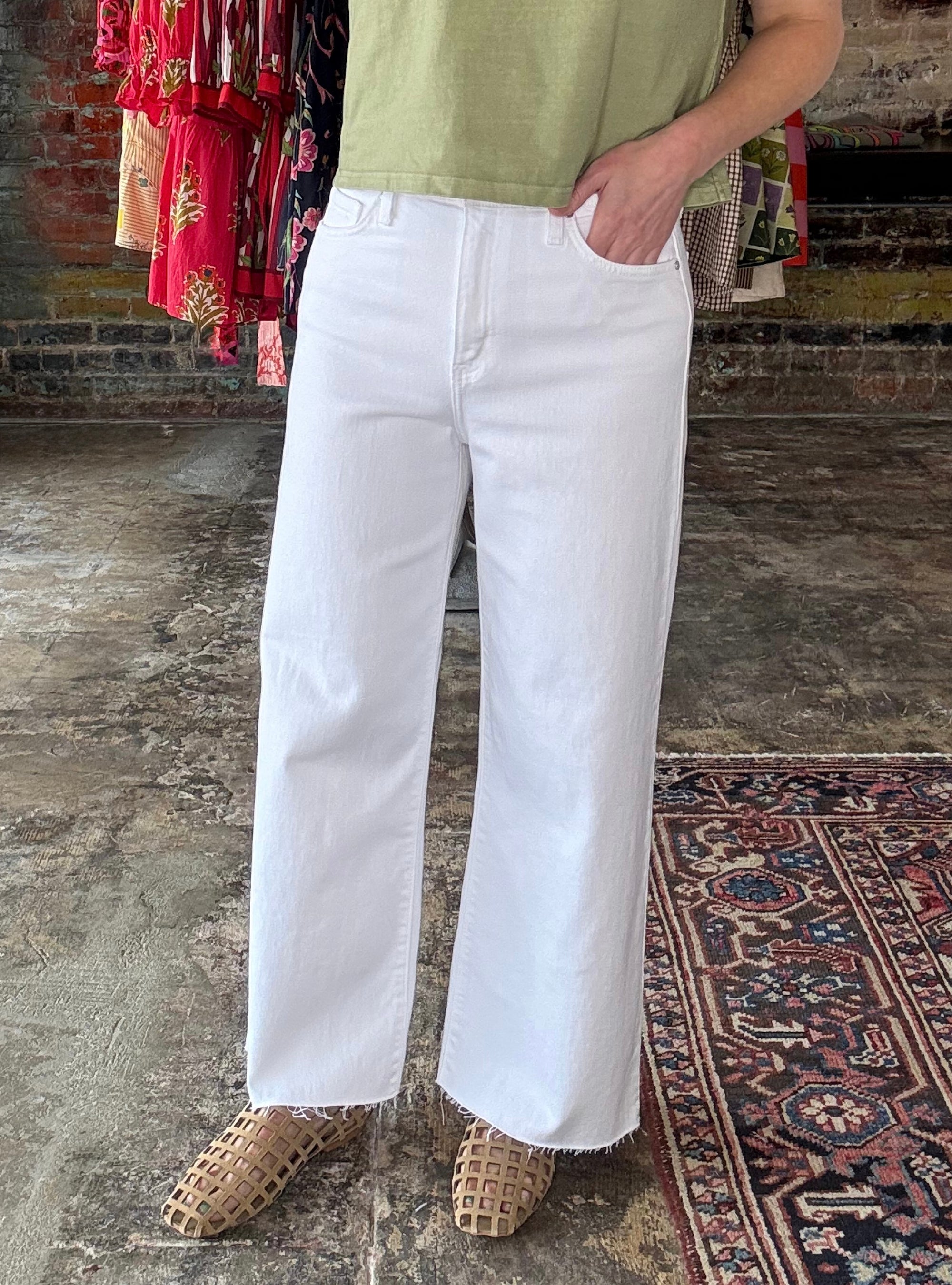 Just Black Scissor Cut White Wide Leg Jeans