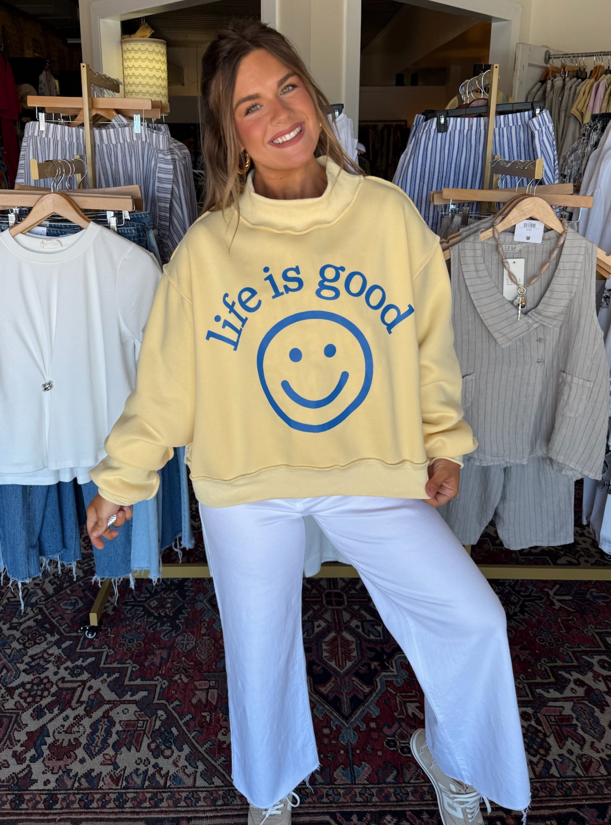 Good Life Reversible Mock Neck Sweatshirt