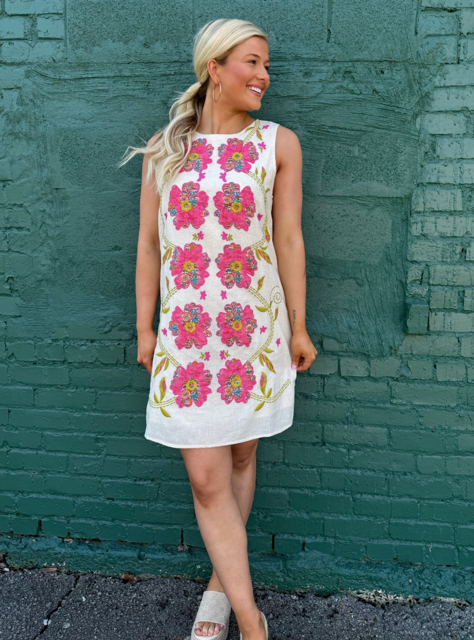 Floral Fiesta Appliqued Dress