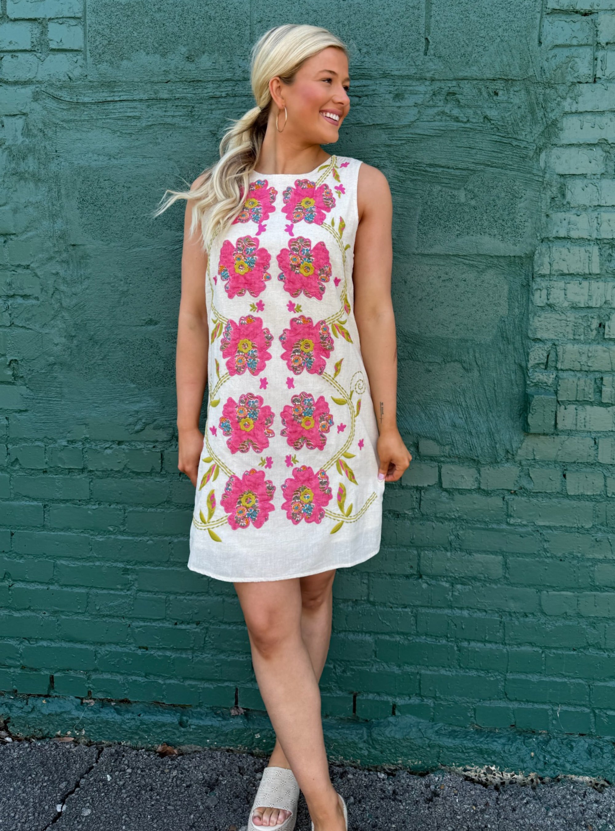 Floral Fiesta Appliqued Dress
