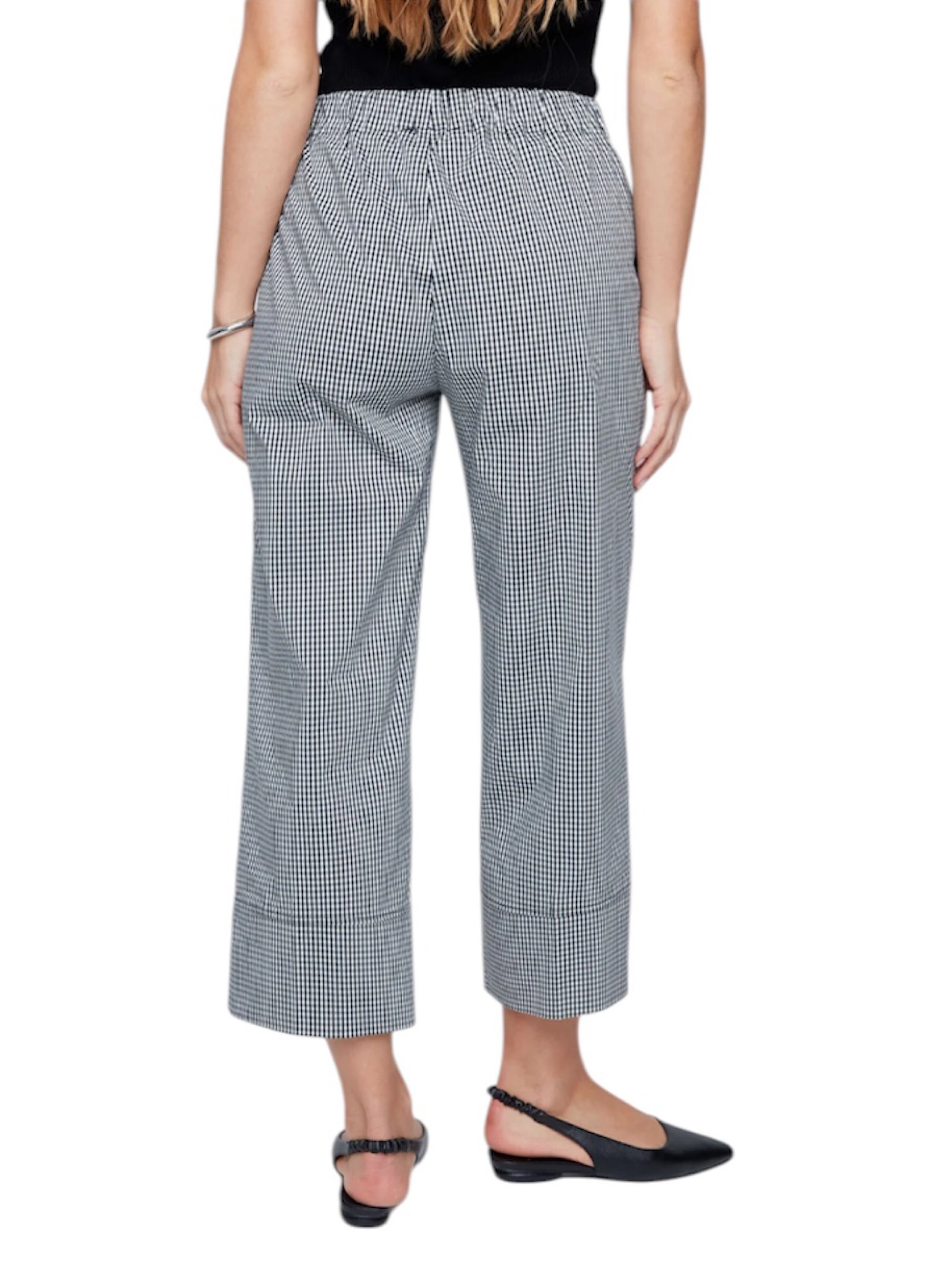 Renuar Navy Gingham Ankle Pant