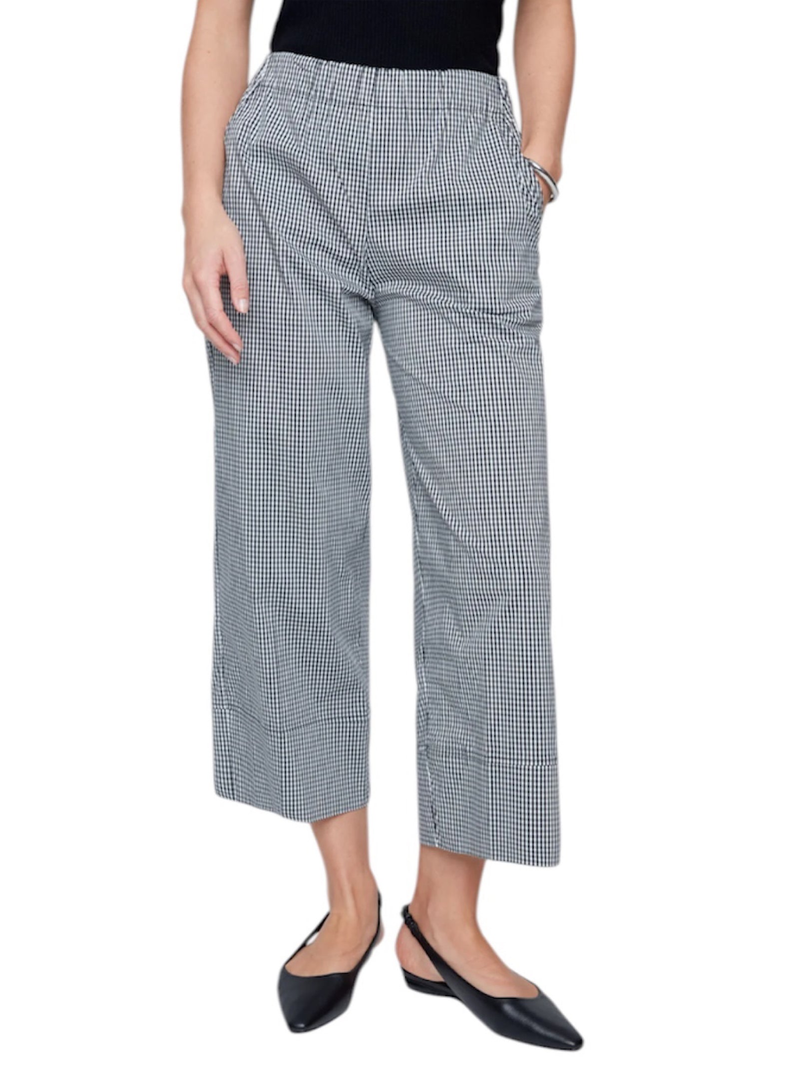Renuar Navy Gingham Ankle Pant