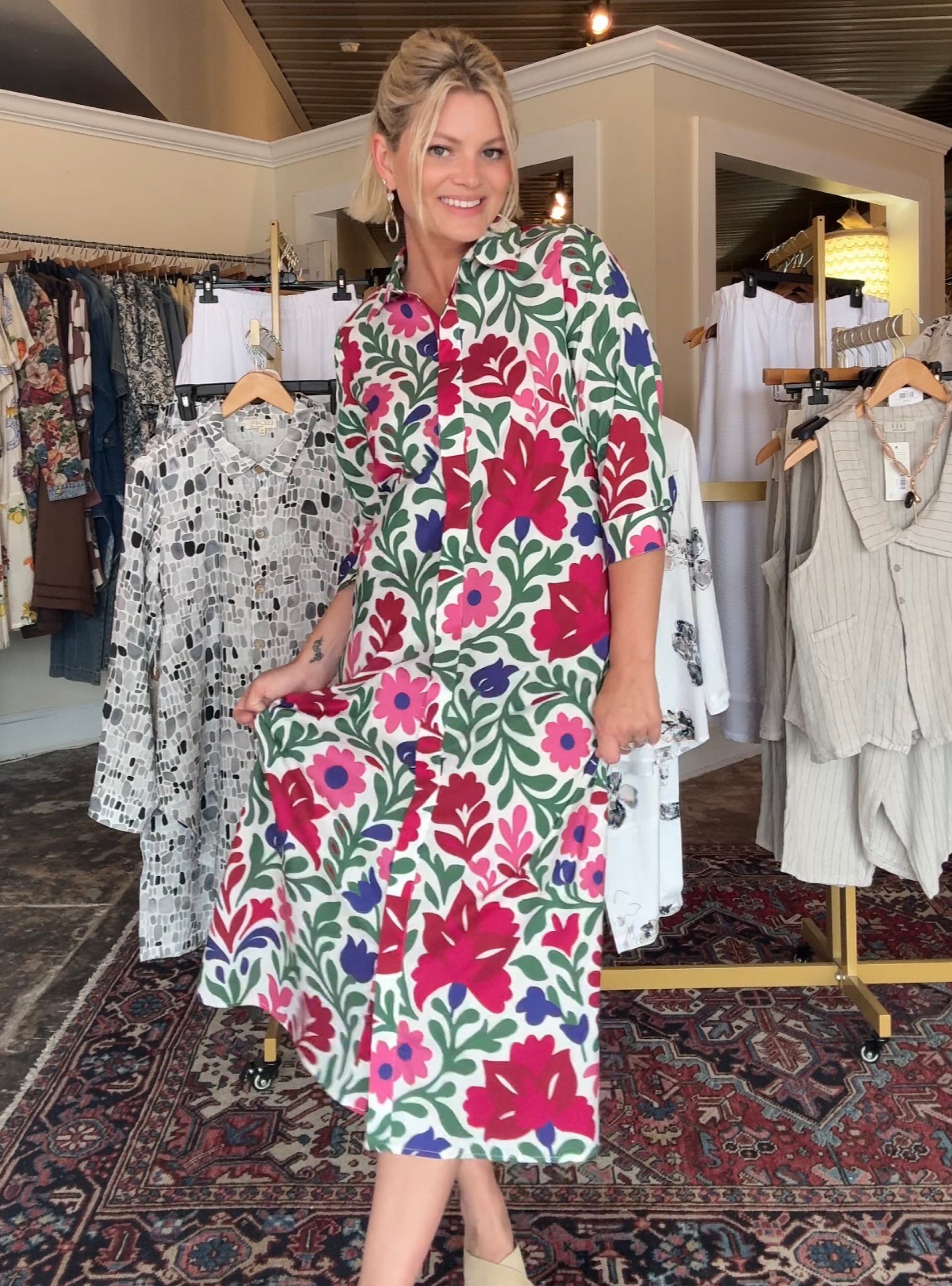 Boho Chic Printed Floral Midi Dress