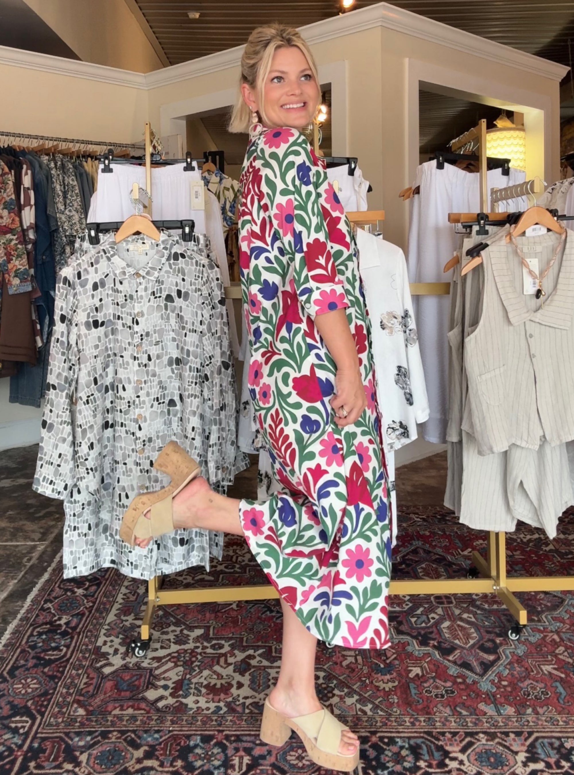 Boho Chic Printed Floral Midi Dress