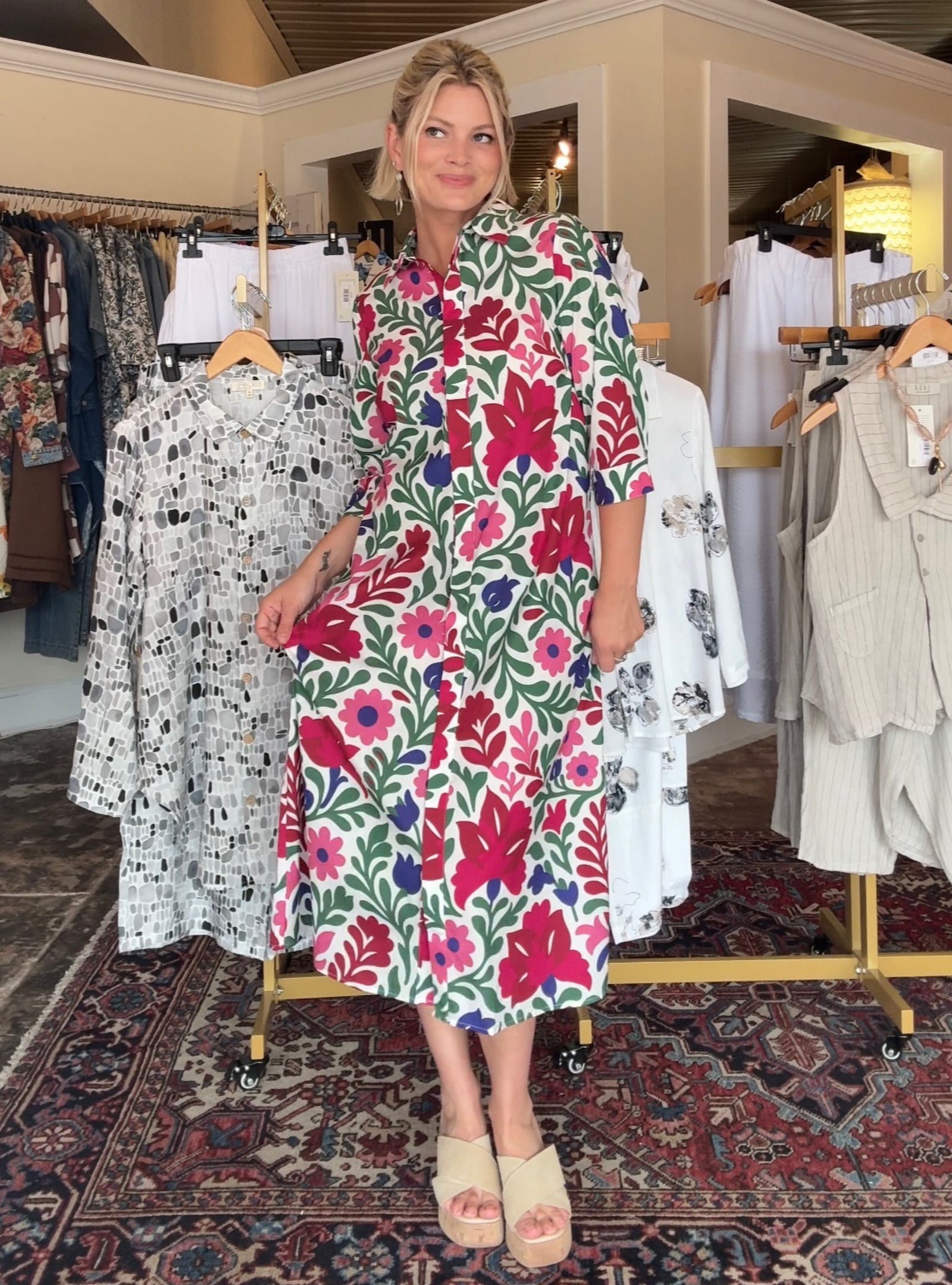 Boho Chic Printed Floral Midi Dress