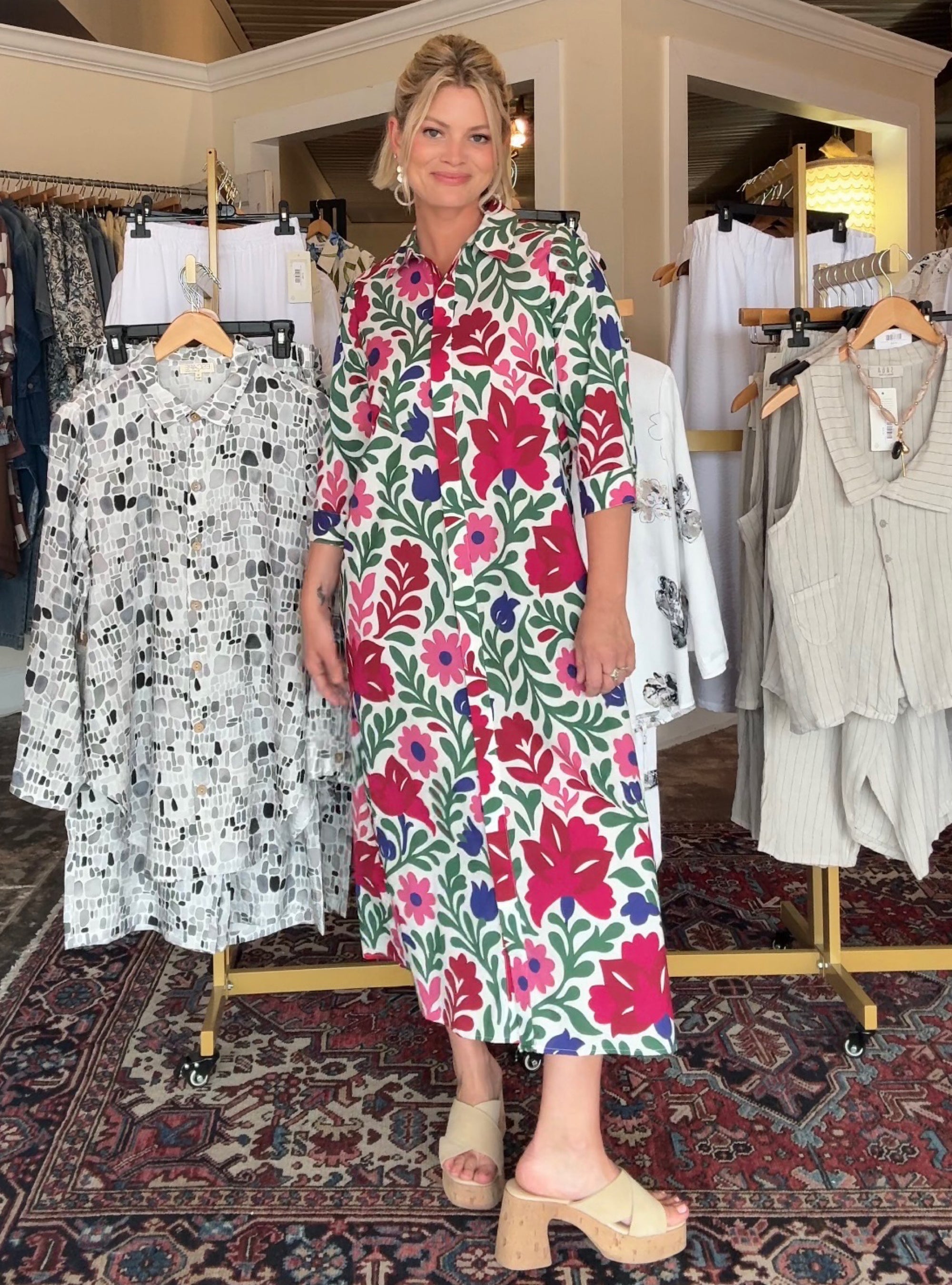 Boho Chic Printed Floral Midi Dress