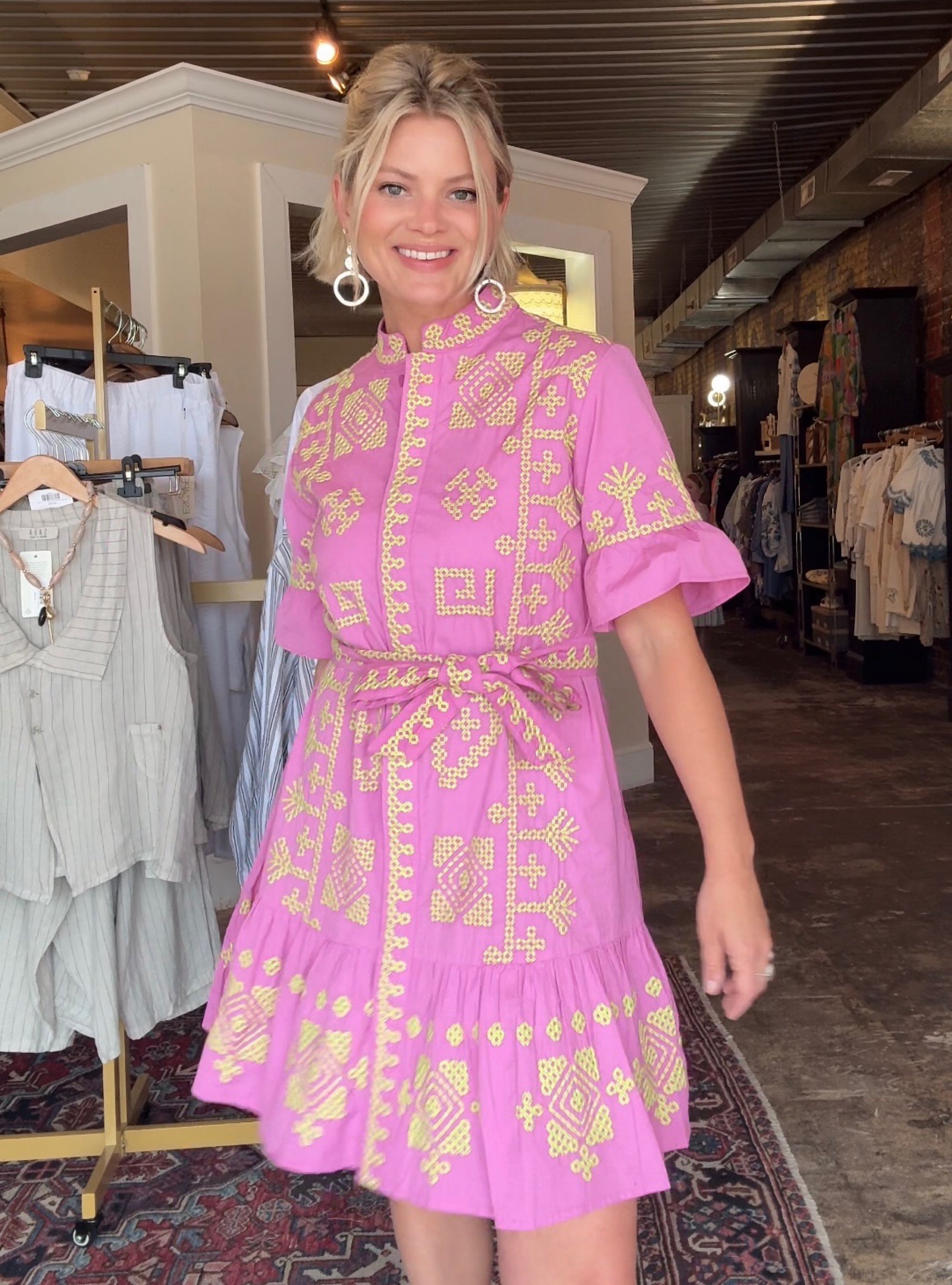 Uncle Frank Pink Cross Stitched Dress