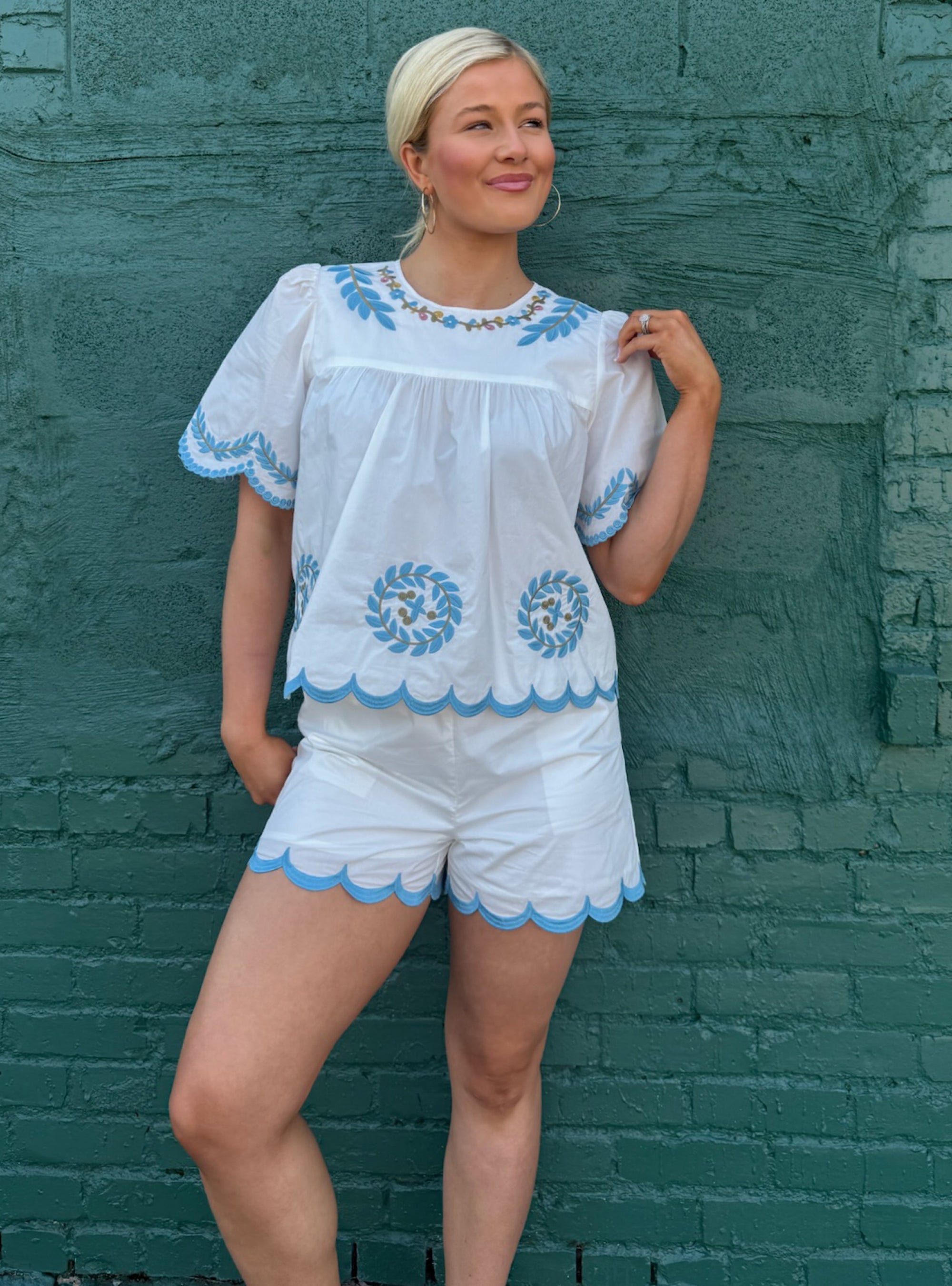 Stop &amp; Stare Scalloped Matching Short Set