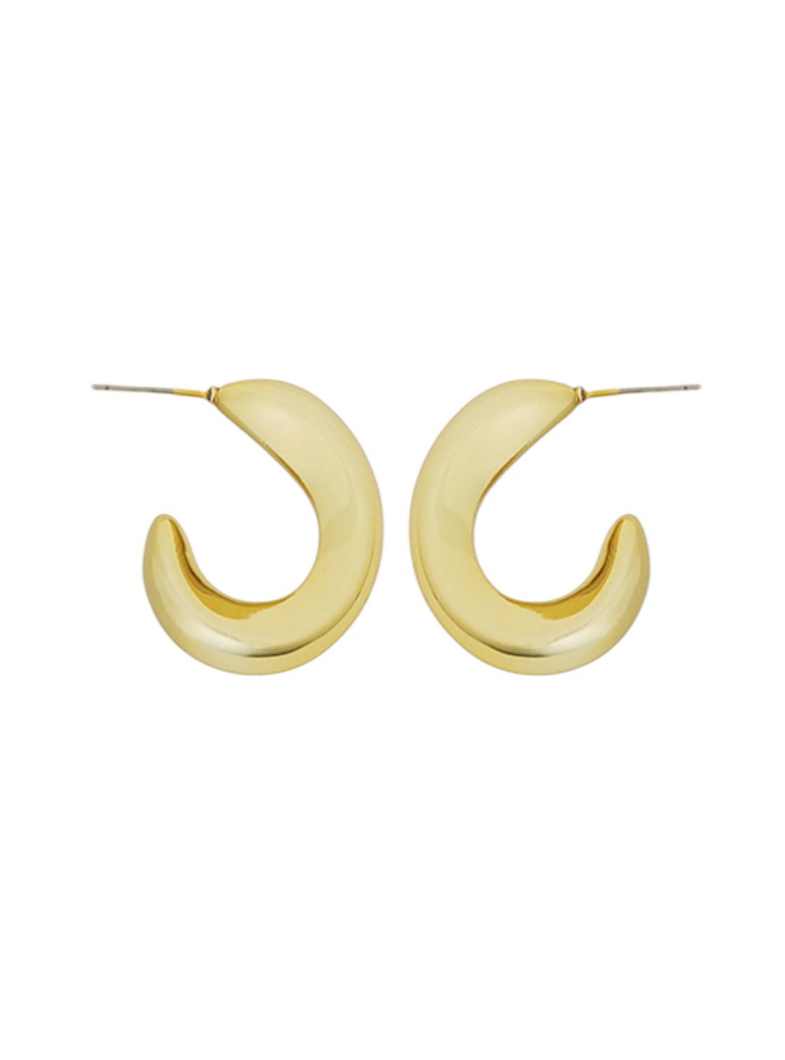 Curve Appeal Puffy Oval Gold Hoop Earrings