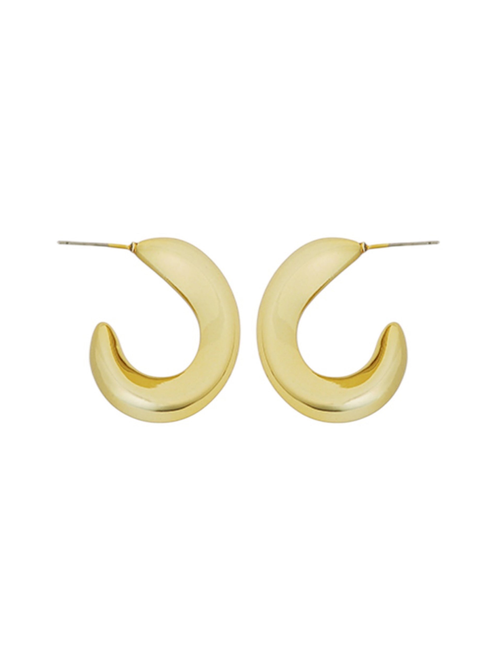 Curve Appeal Puffy Oval Gold Hoop Earrings