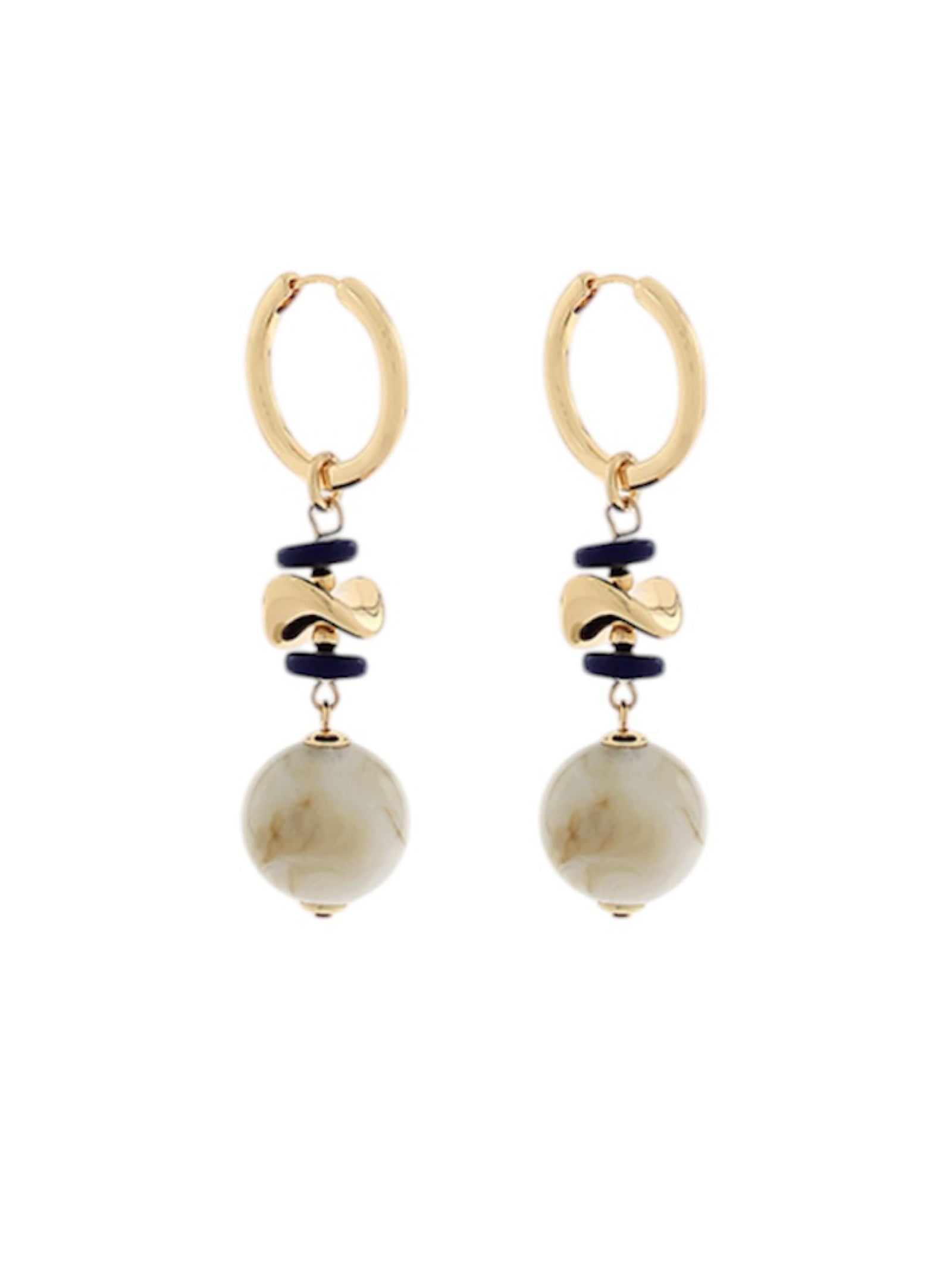 Twisted Details Navy & Gold Earrings