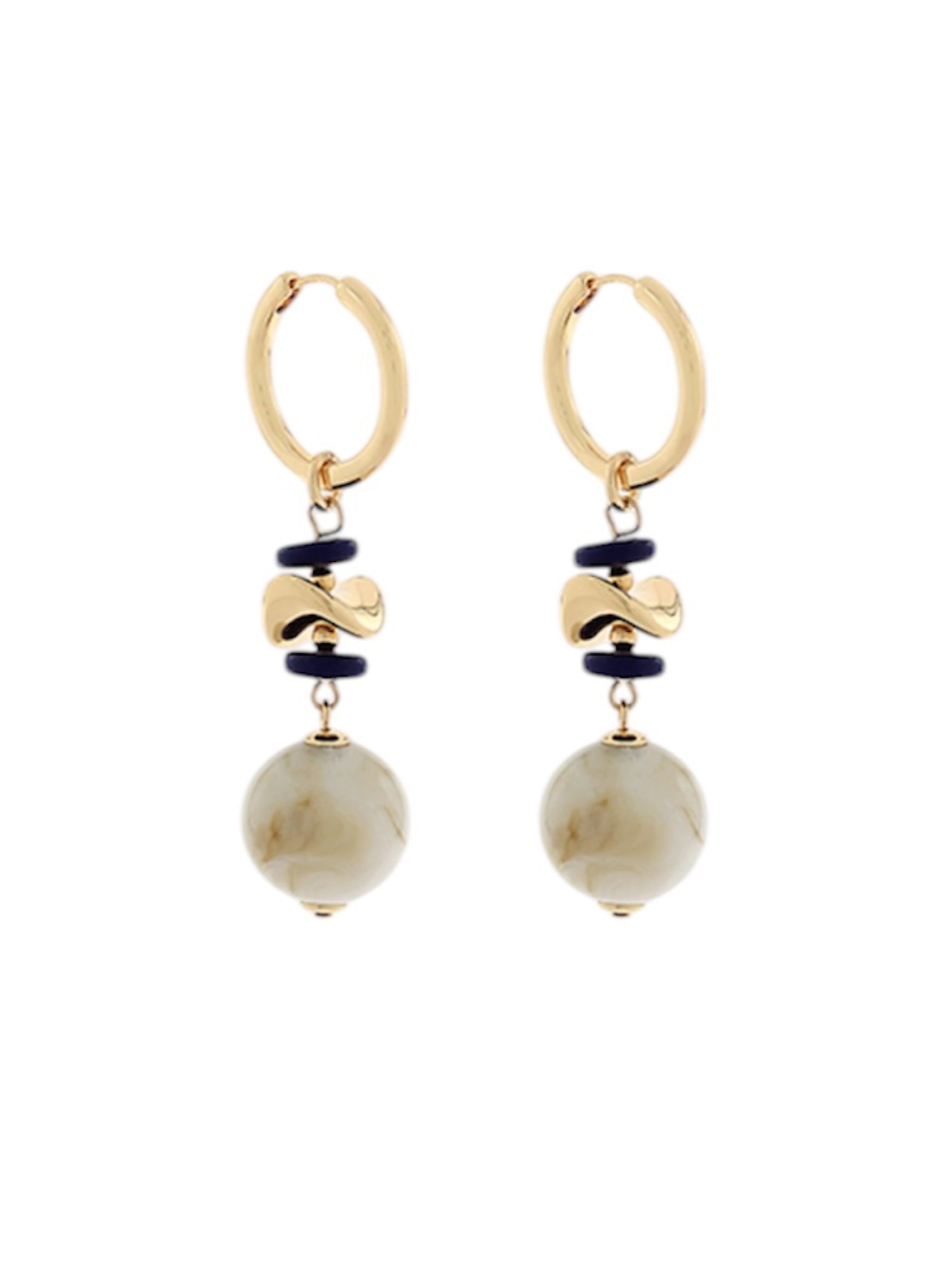 Twisted Details Navy &amp; Gold Earrings