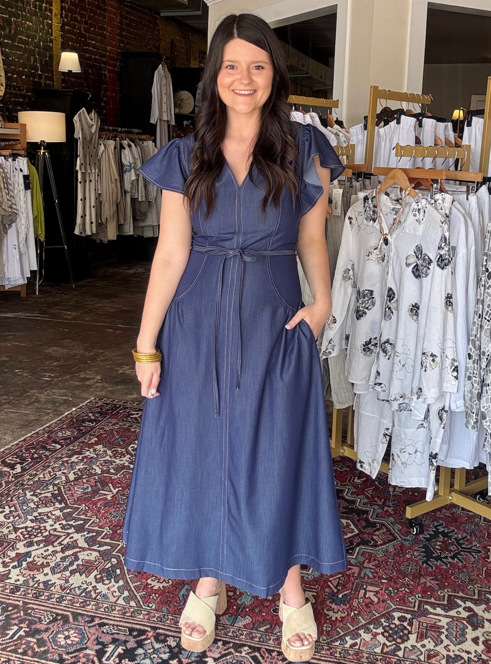 Soft Structure Denim Midi Dress