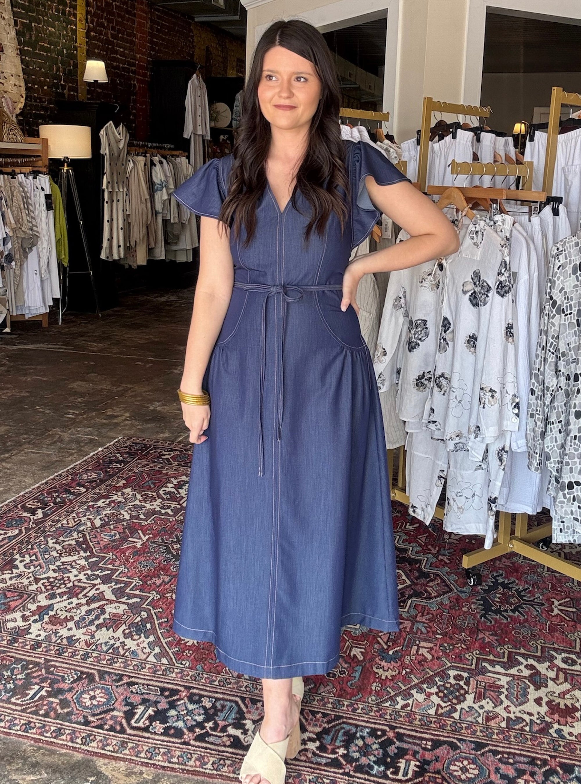 Soft Structure Denim Midi Dress