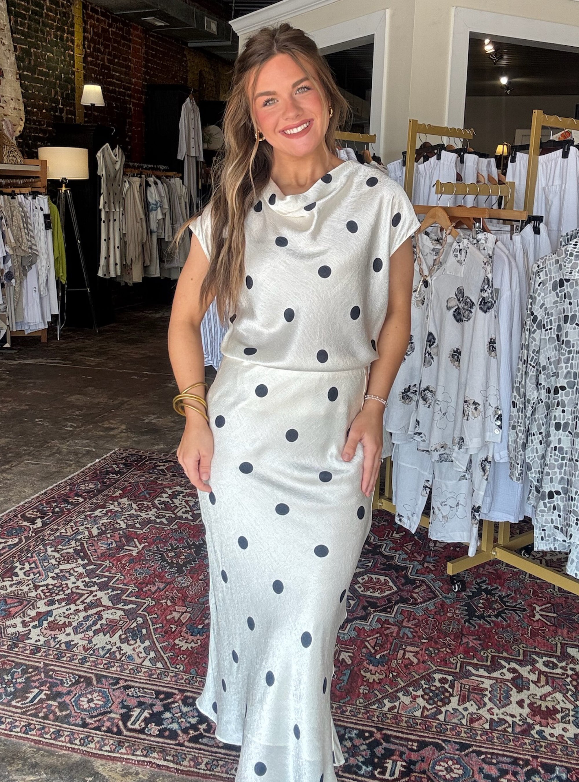 Polished In Polka Midi Skirt