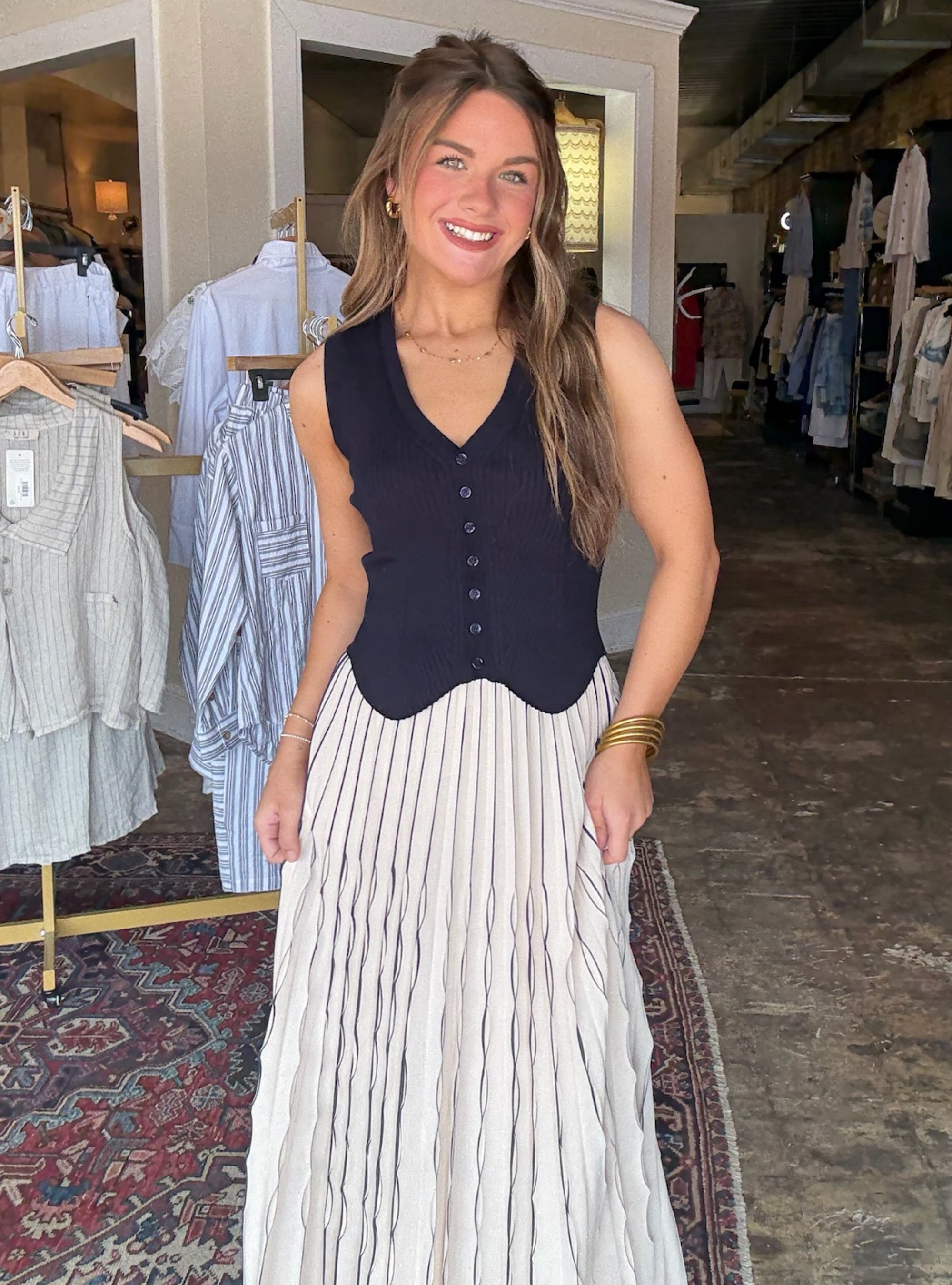 Polished In Navy Ribbed Sweater Vest