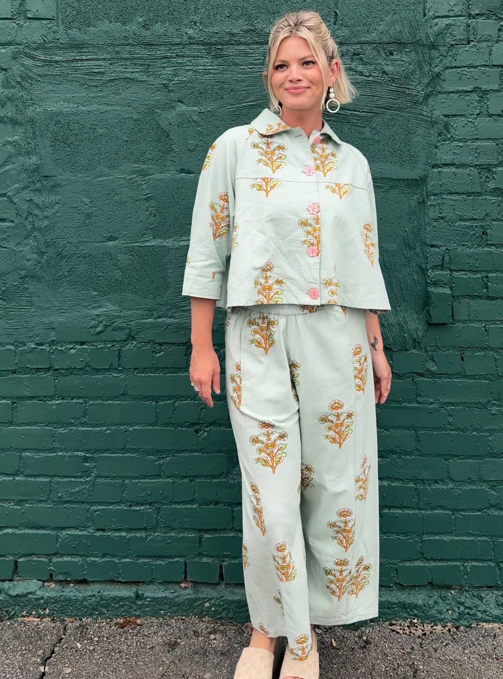 Ivy Jane Aqua Printed Swing Jacket